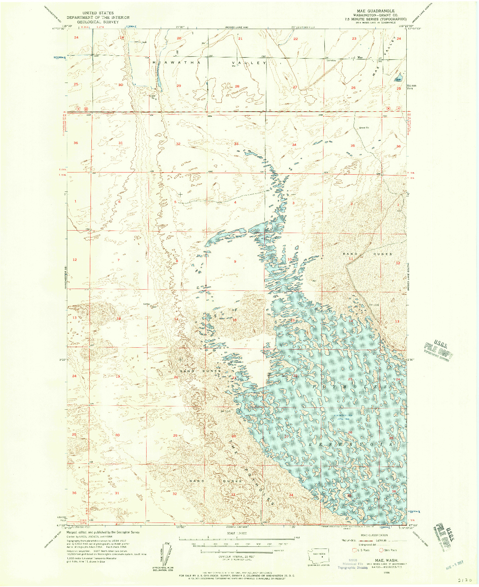 USGS 1:24000-SCALE QUADRANGLE FOR MAE, WA 1956