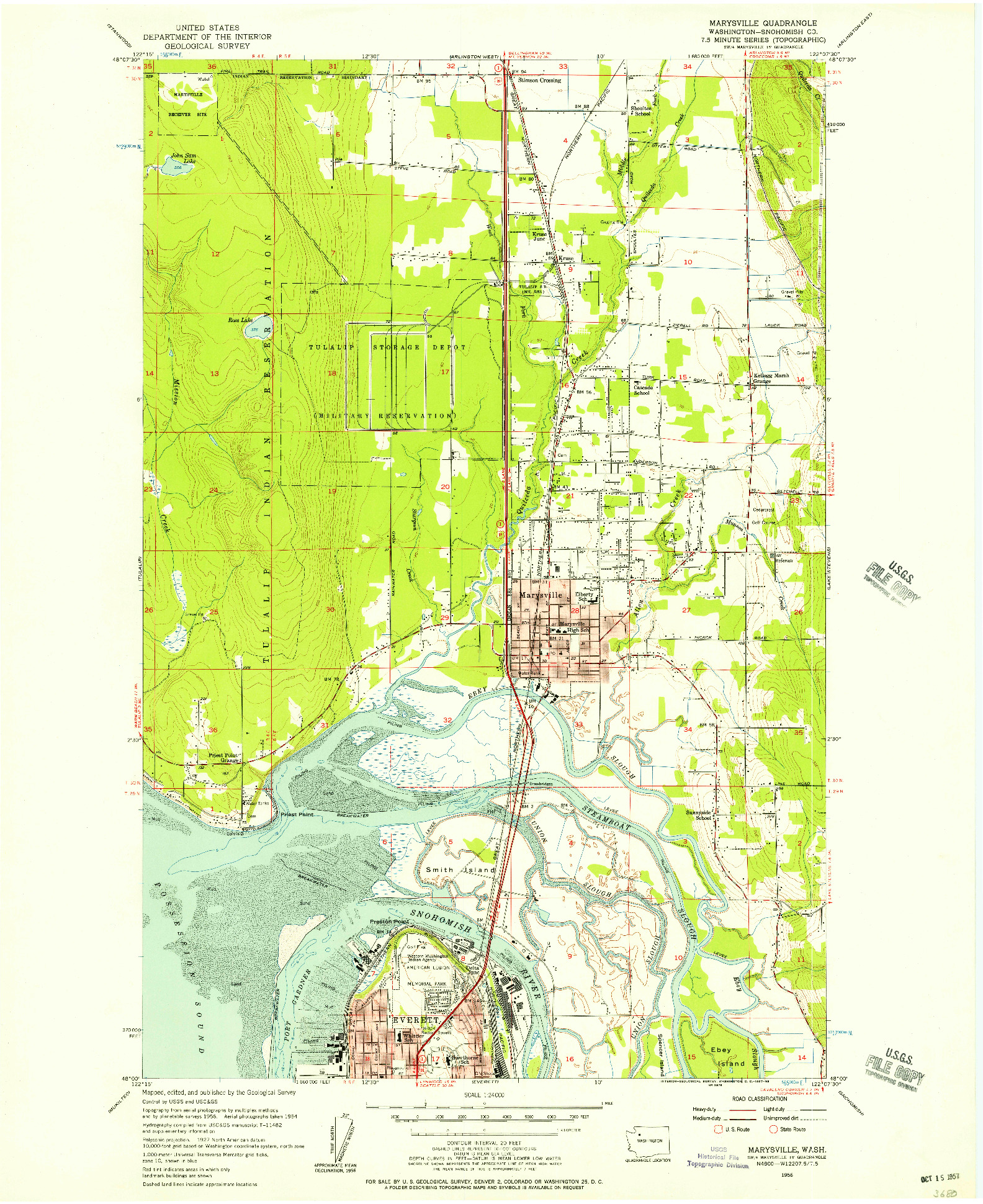 USGS 1:24000-SCALE QUADRANGLE FOR MARYSVILLE, WA 1956