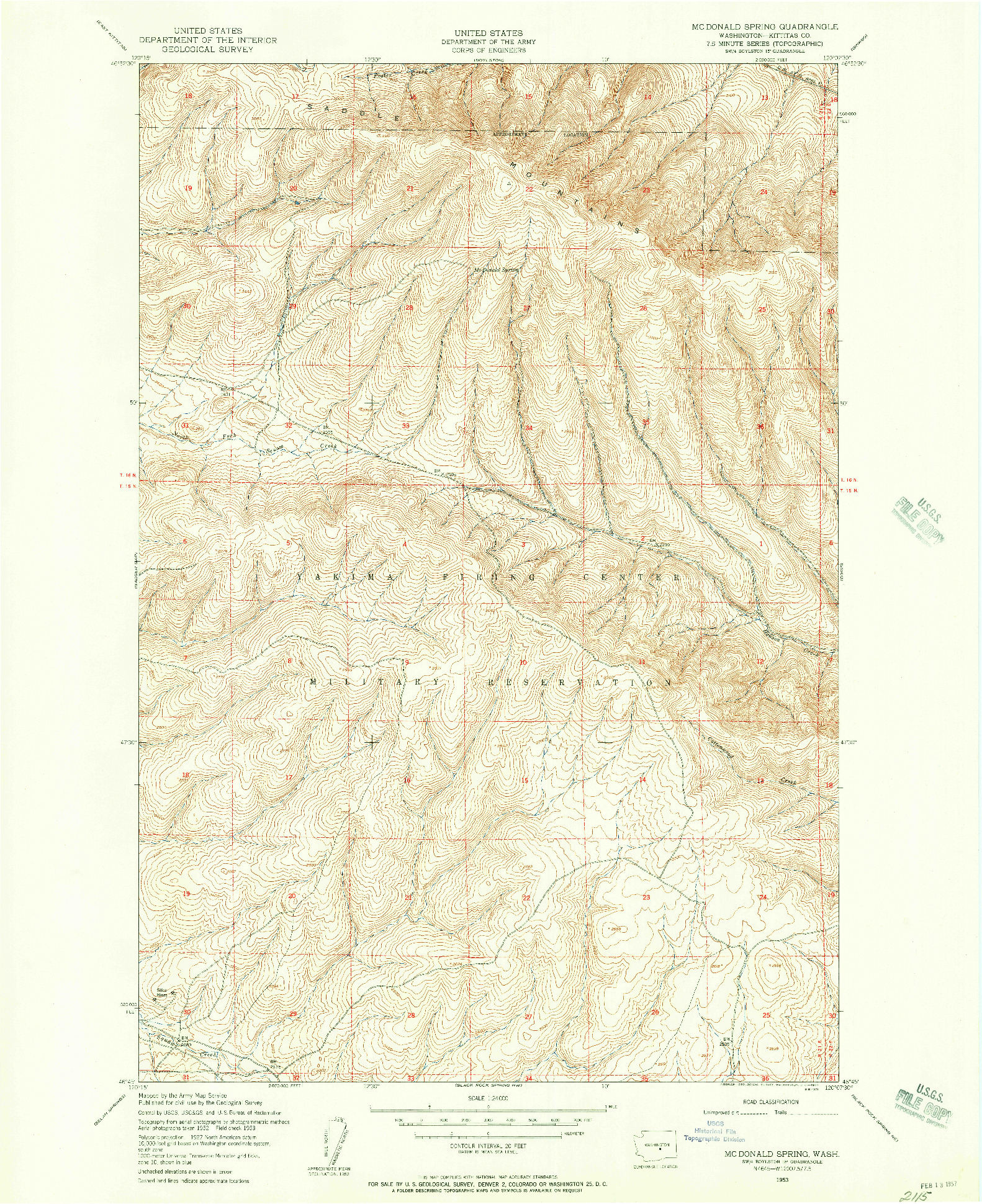 USGS 1:24000-SCALE QUADRANGLE FOR MCDONALD SPRING, WA 1953