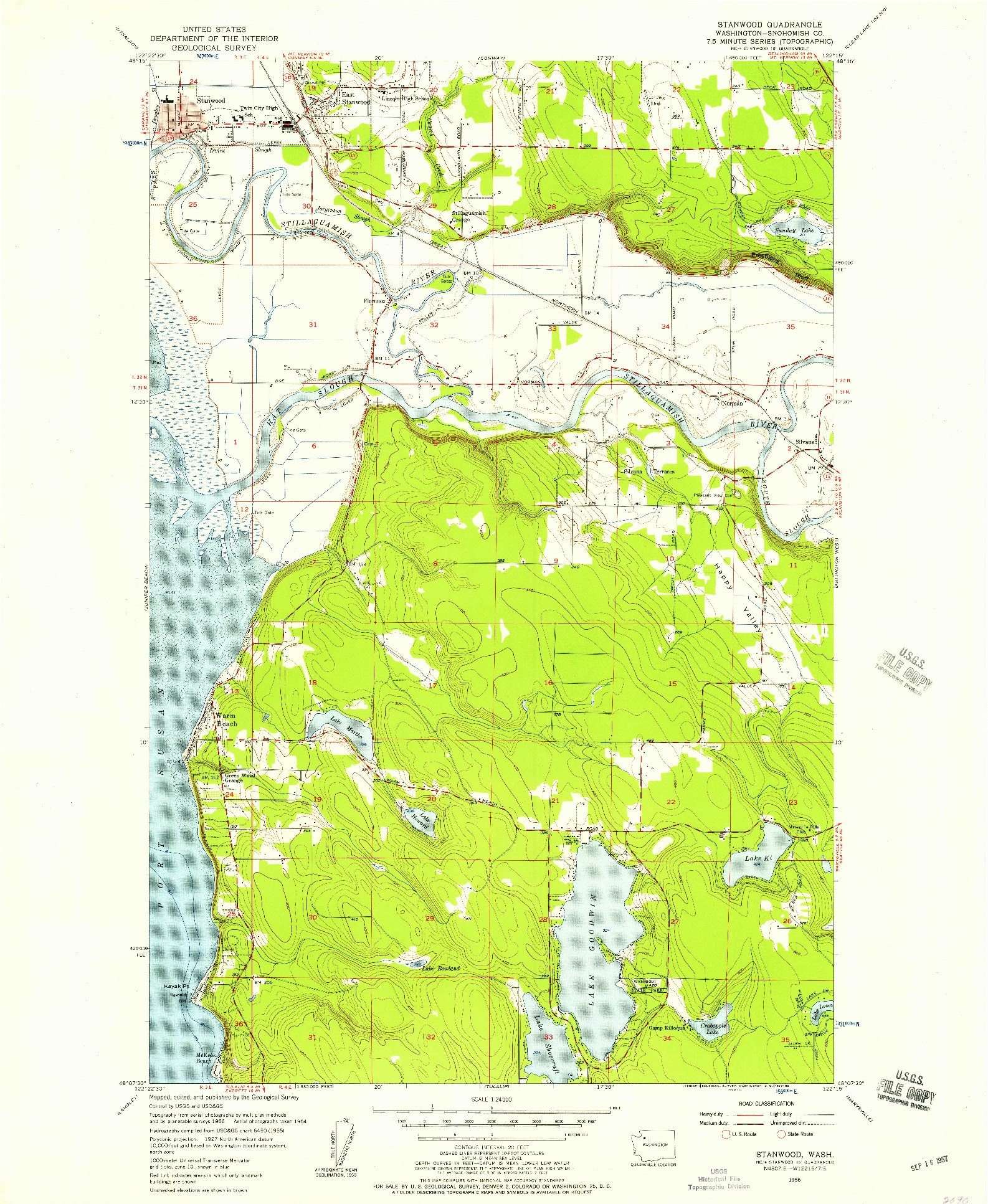 USGS 1:24000-SCALE QUADRANGLE FOR STANWOOD, WA 1956