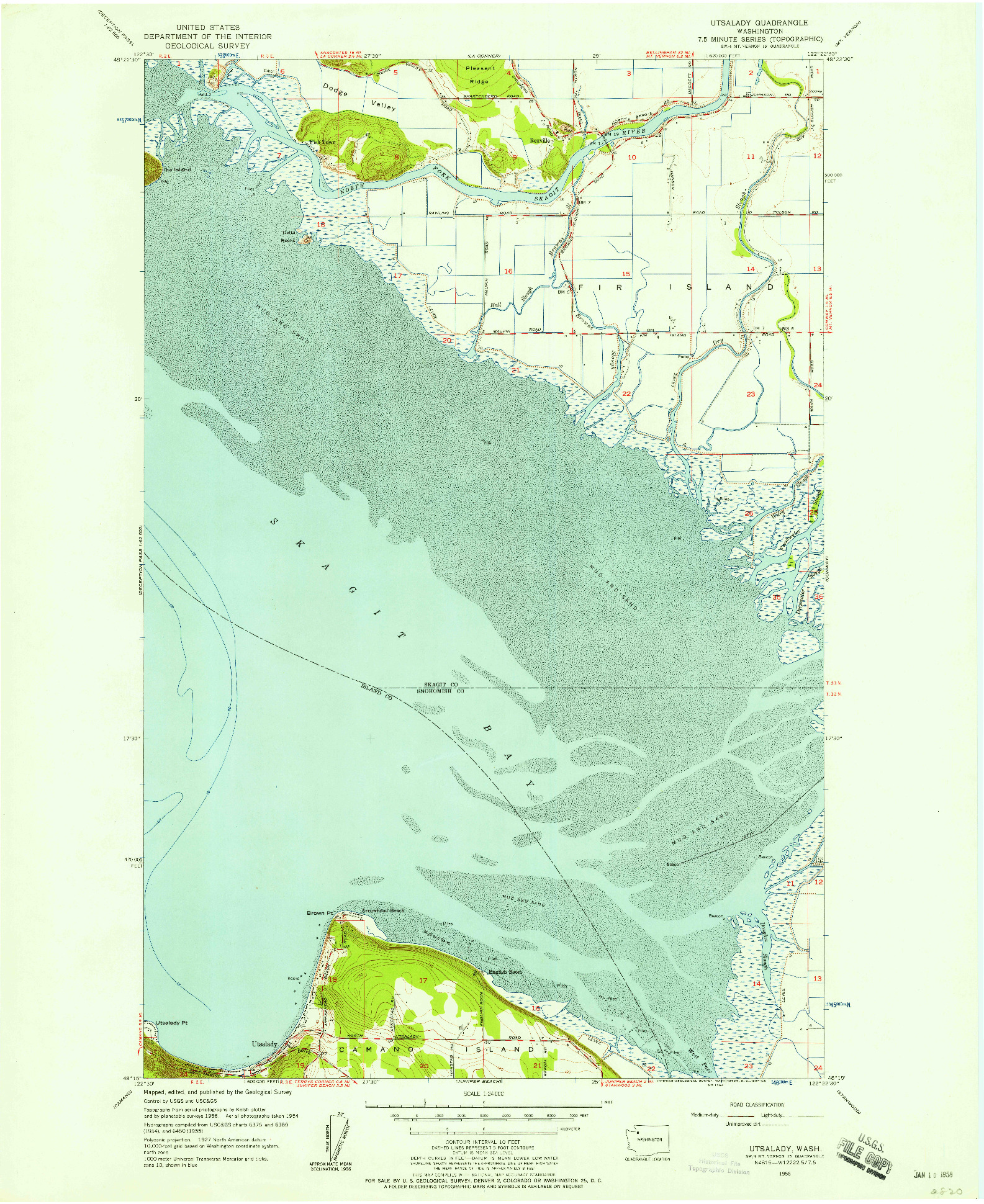 USGS 1:24000-SCALE QUADRANGLE FOR UTSALADY, WA 1956