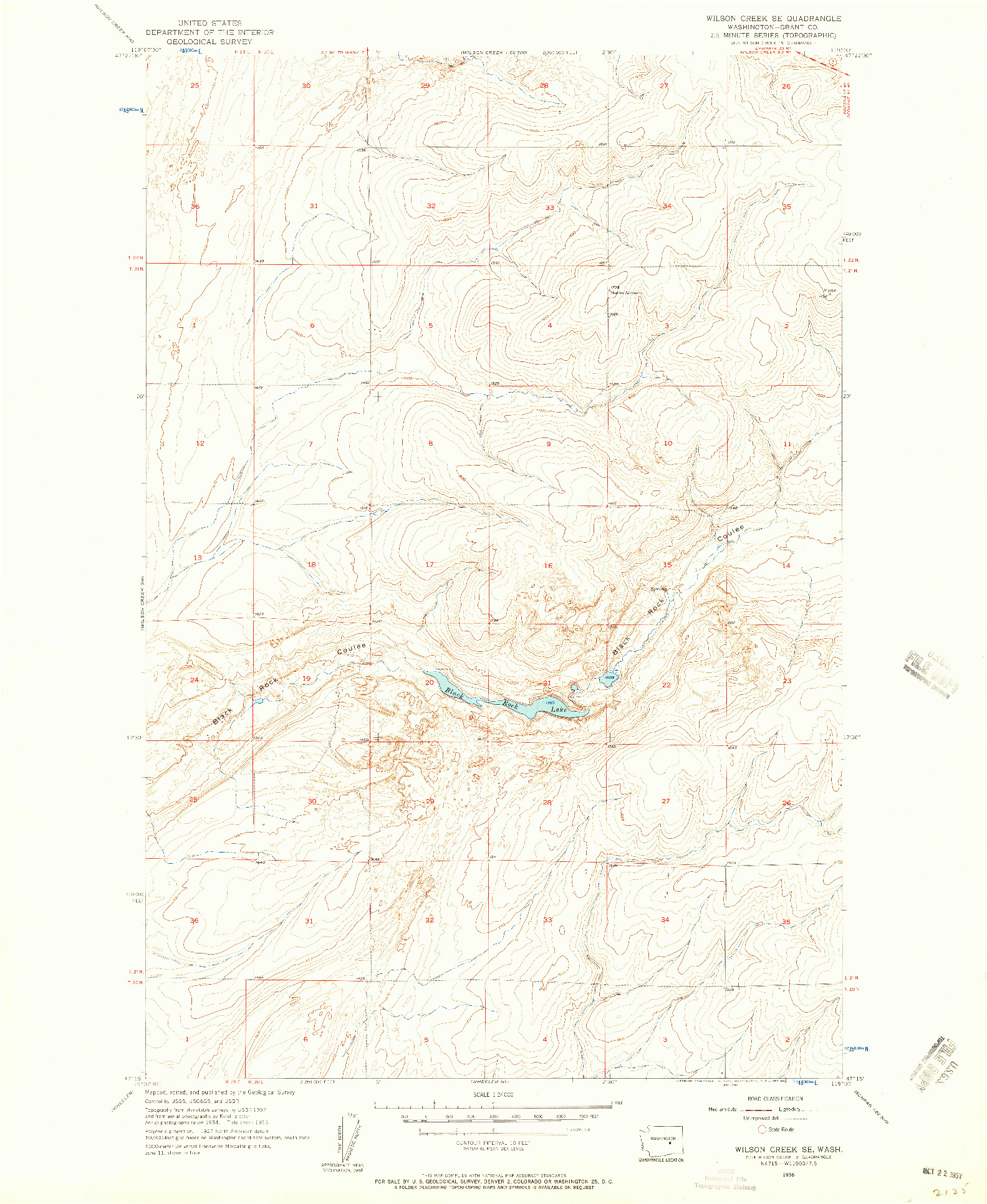 USGS 1:24000-SCALE QUADRANGLE FOR WILSON CREEK SE, WA 1956