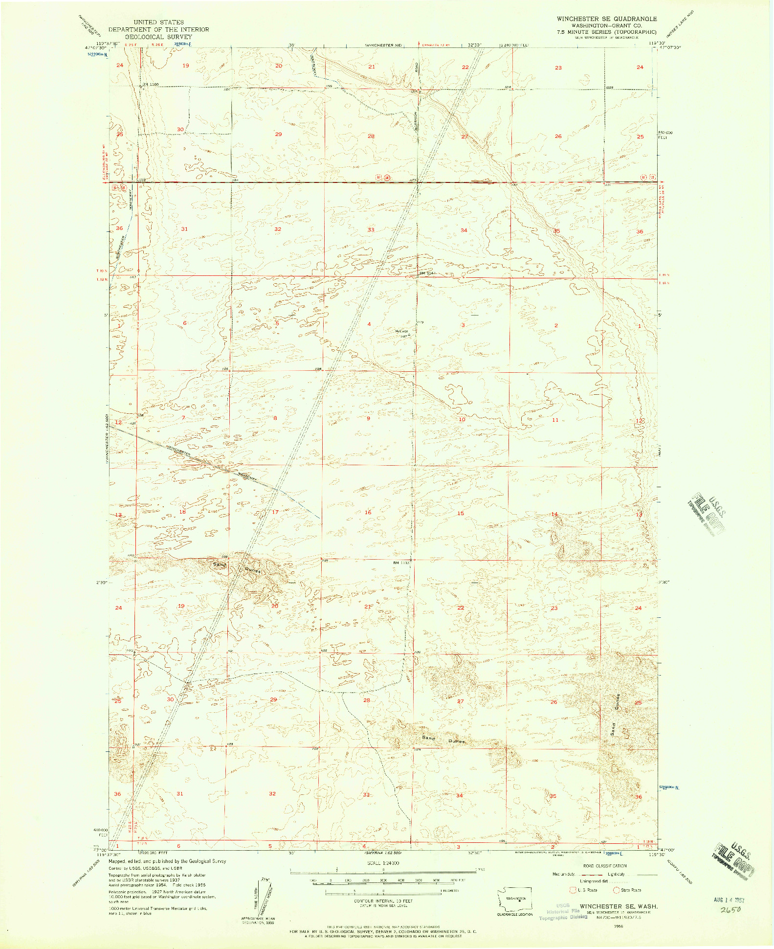 USGS 1:24000-SCALE QUADRANGLE FOR WINCHESTER SE, WA 1956