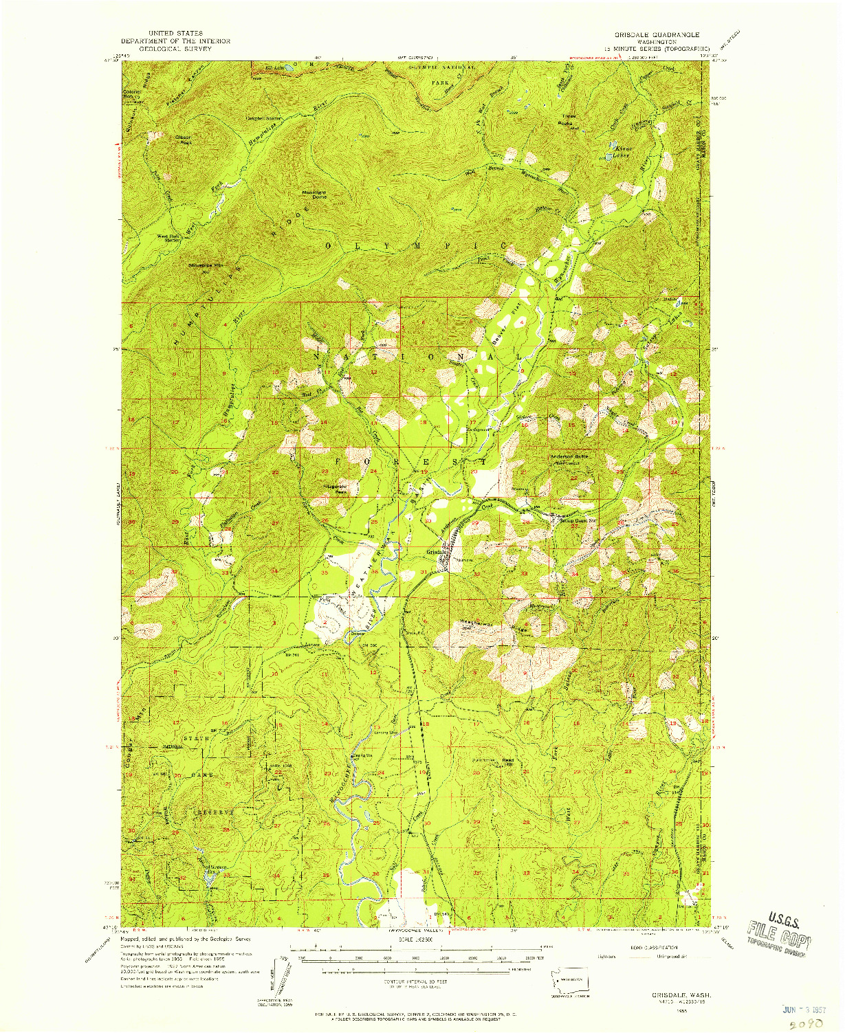 USGS 1:62500-SCALE QUADRANGLE FOR GRISDALE, WA 1955