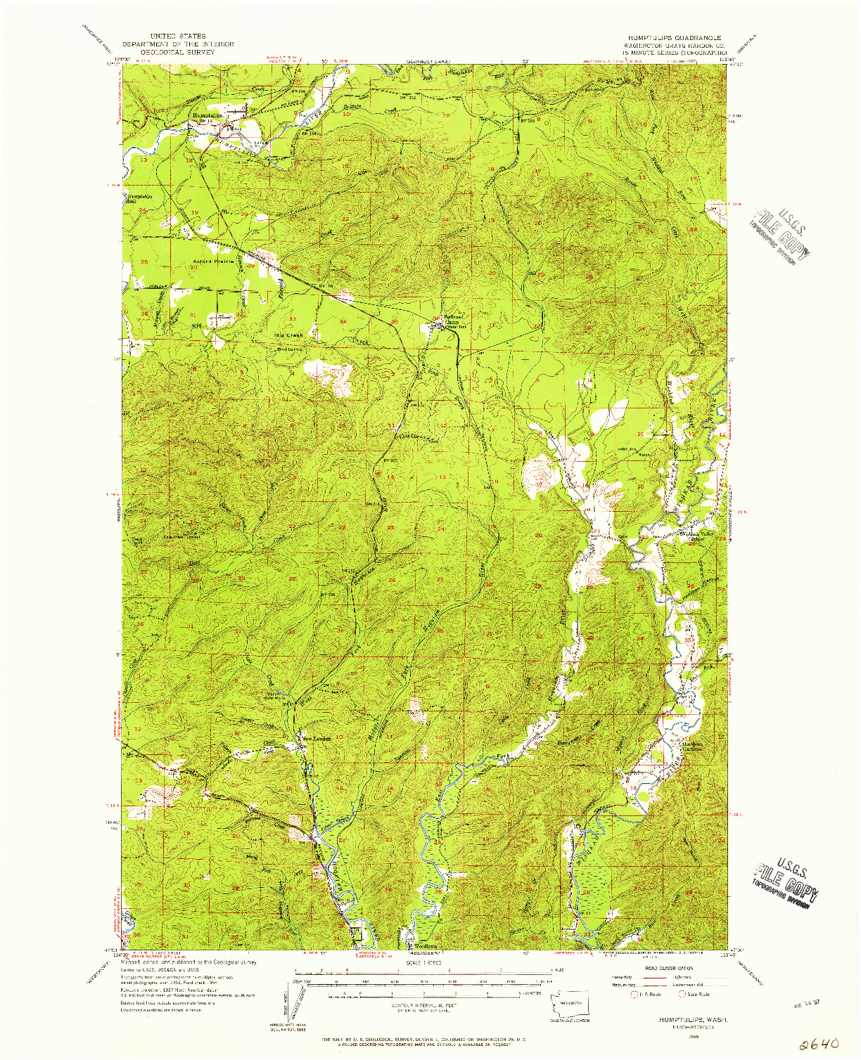 USGS 1:62500-SCALE QUADRANGLE FOR HUMPTULIPS, WA 1955