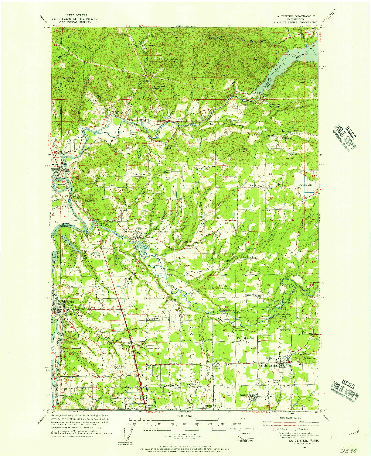 USGS 1:62500-SCALE QUADRANGLE FOR LA CENTER, WA 1954