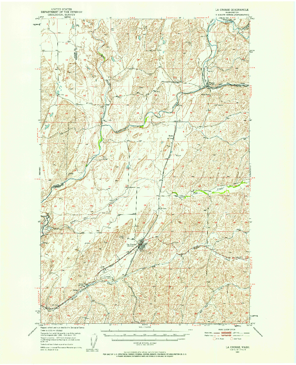 USGS 1:62500-SCALE QUADRANGLE FOR LA CROSSE, WA 1950