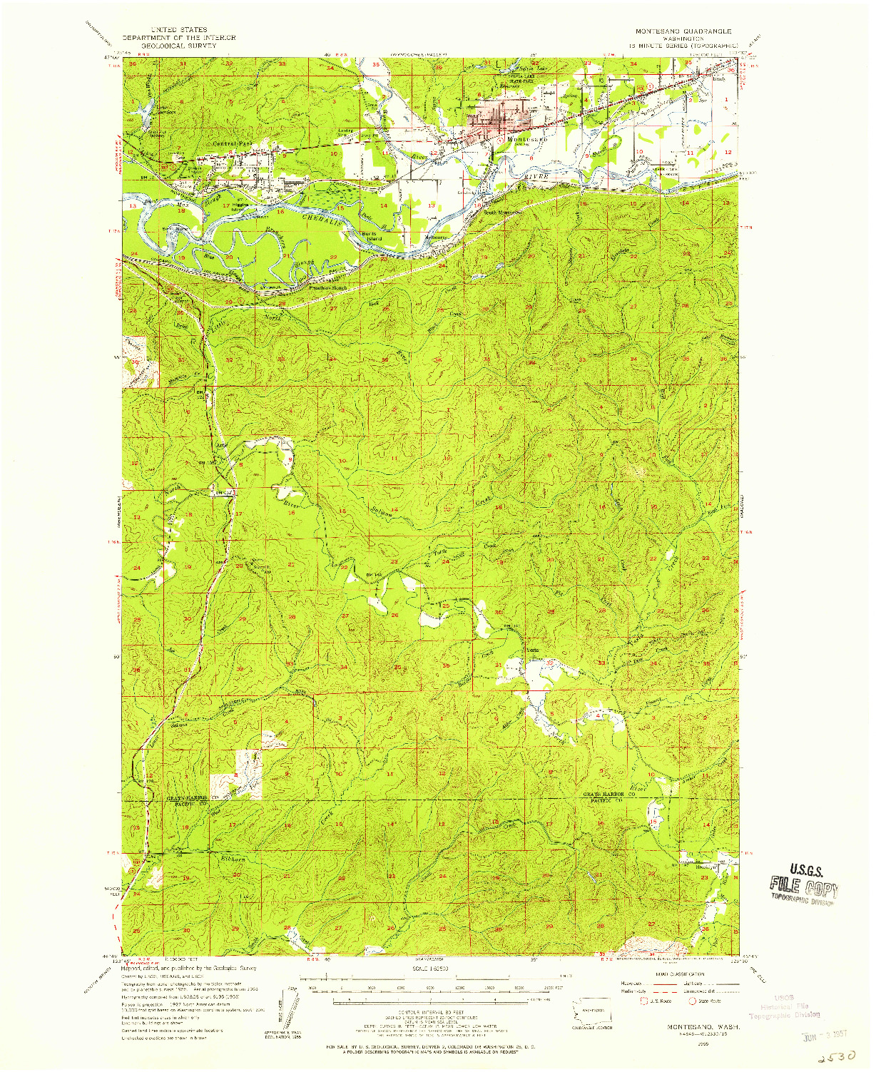 USGS 1:62500-SCALE QUADRANGLE FOR MONTESANO, WA 1955