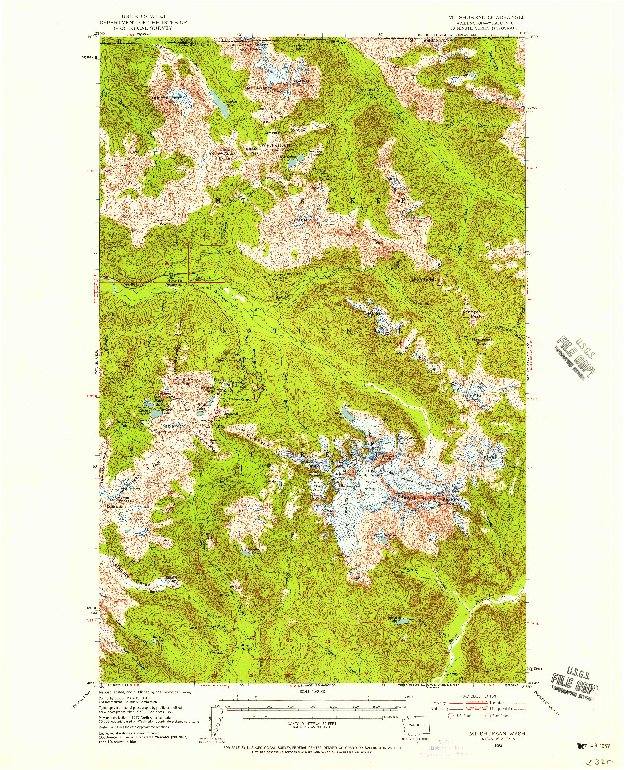USGS 1:62500-SCALE QUADRANGLE FOR MT SHUKSAN, WA 1953