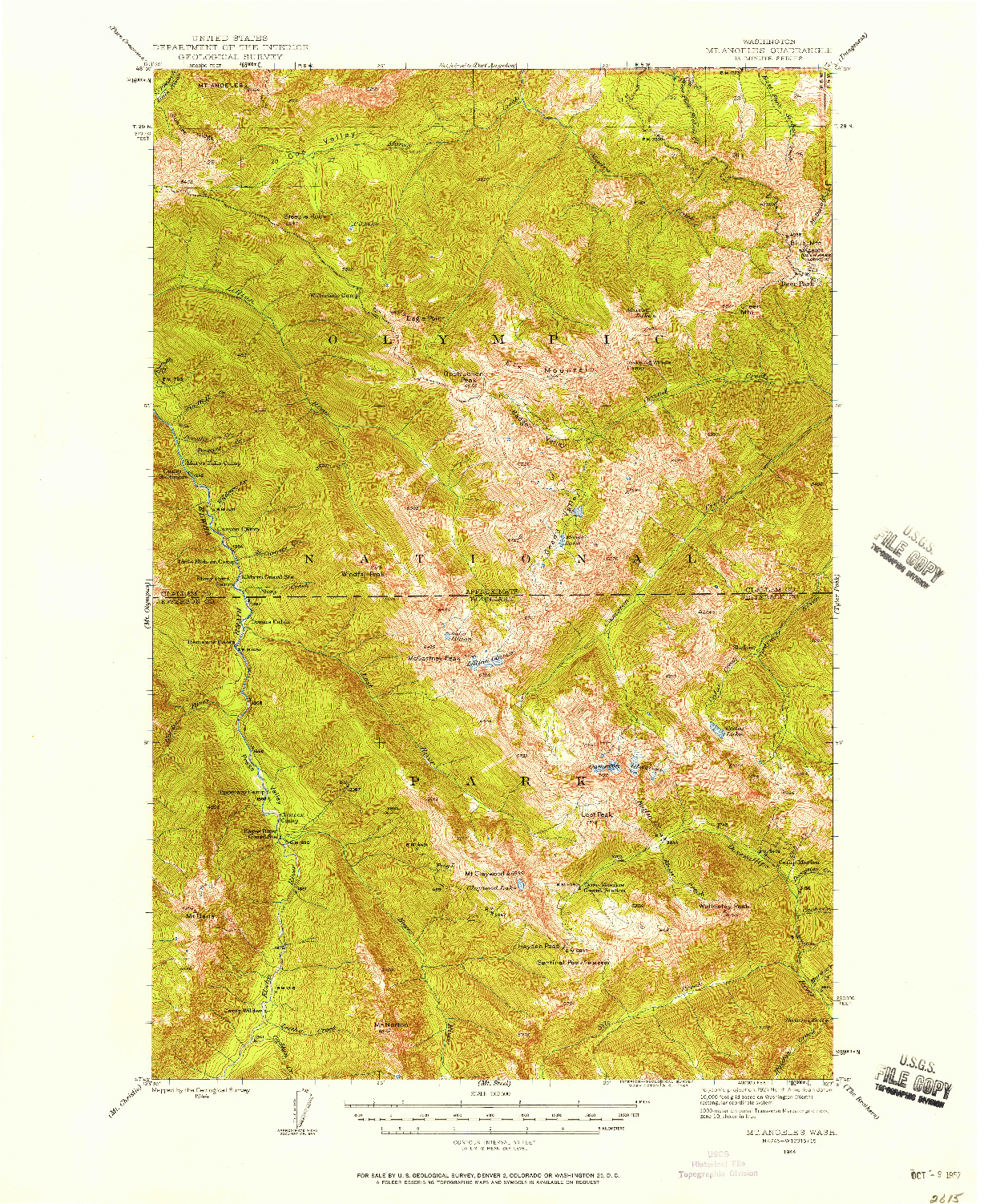 USGS 1:62500-SCALE QUADRANGLE FOR MT. ANGELES, WA 1944