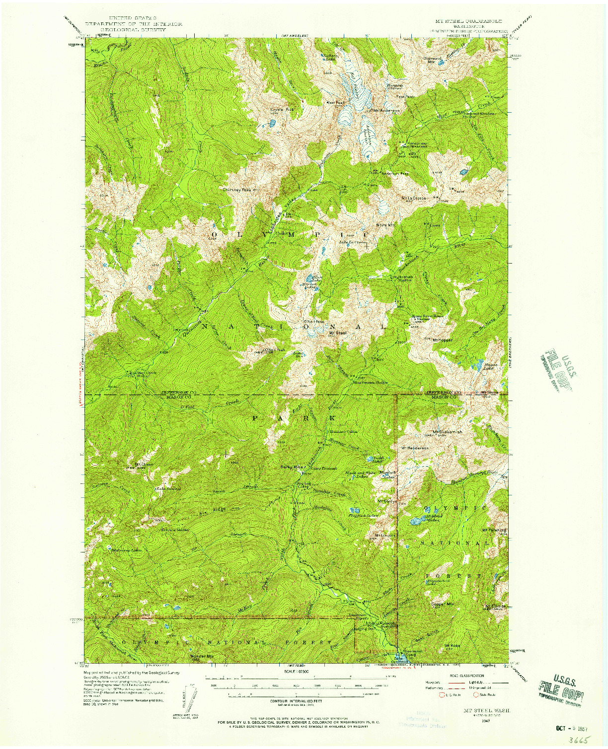 USGS 1:62500-SCALE QUADRANGLE FOR MT. STEEL, WA 1947