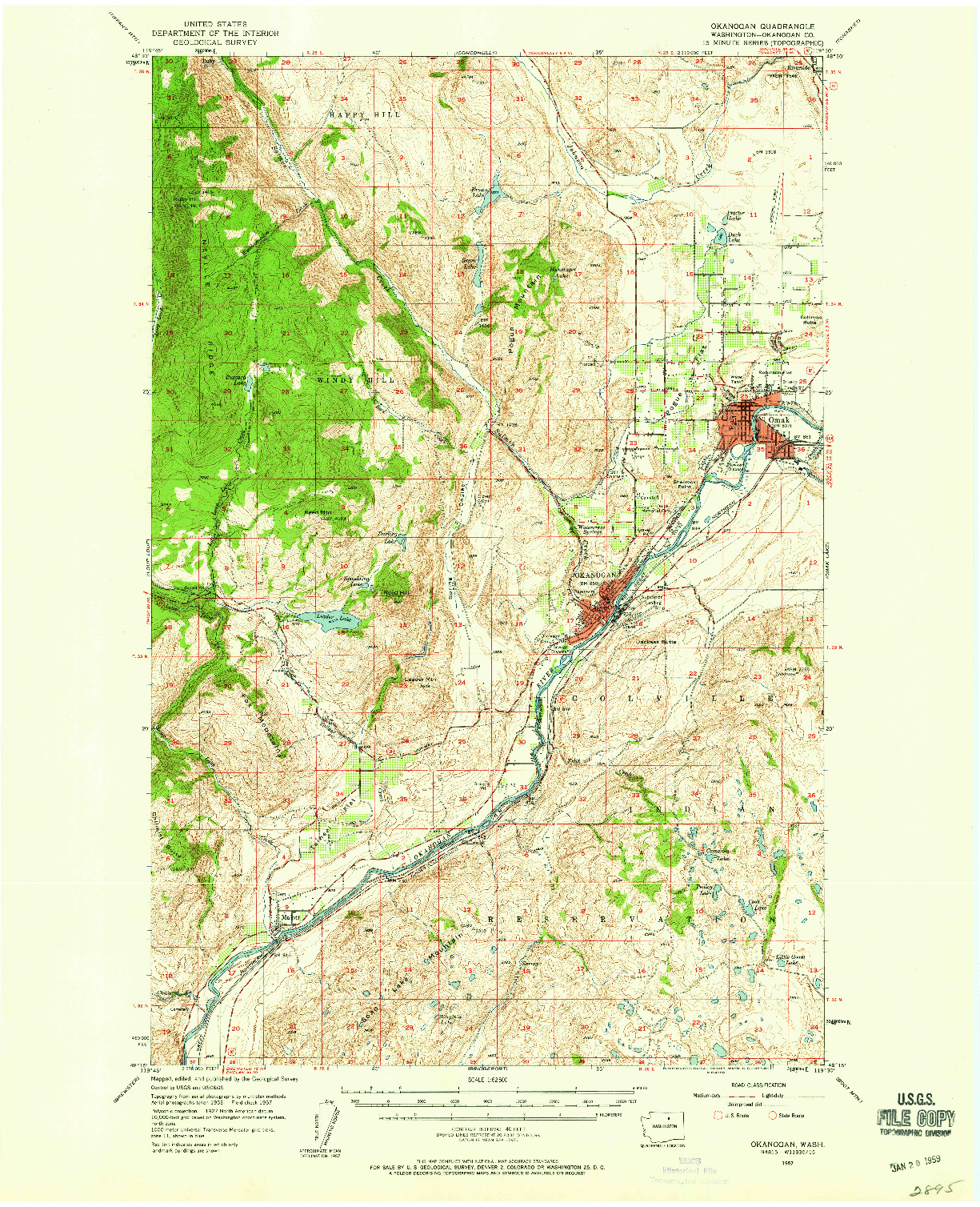 USGS 1:62500-SCALE QUADRANGLE FOR OKANOGAN, WA 1957