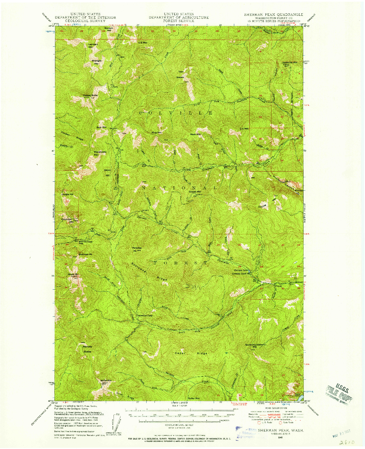 USGS 1:62500-SCALE QUADRANGLE FOR SHERMAN PEAK, WA 1948