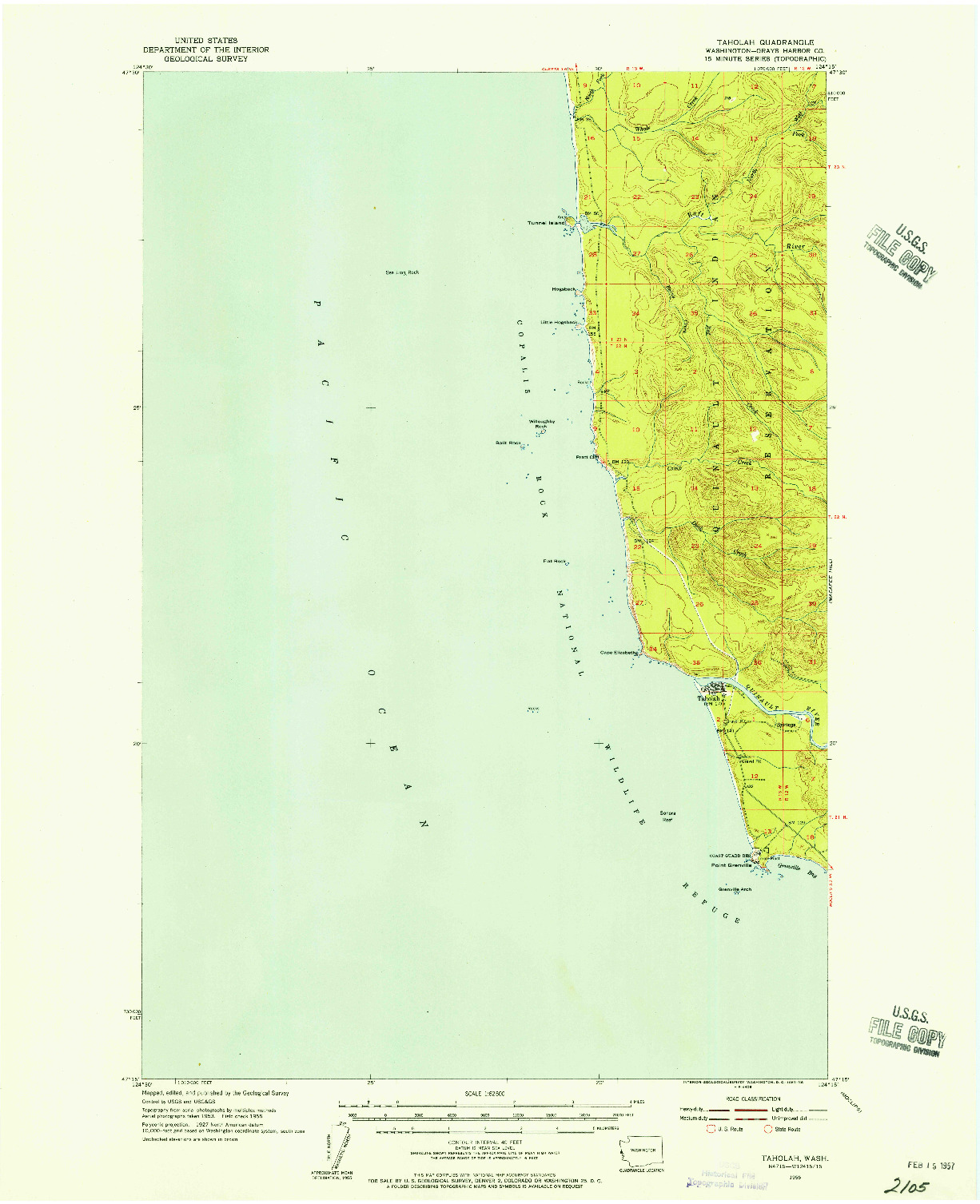 USGS 1:62500-SCALE QUADRANGLE FOR TAHOLAH, WA 1955