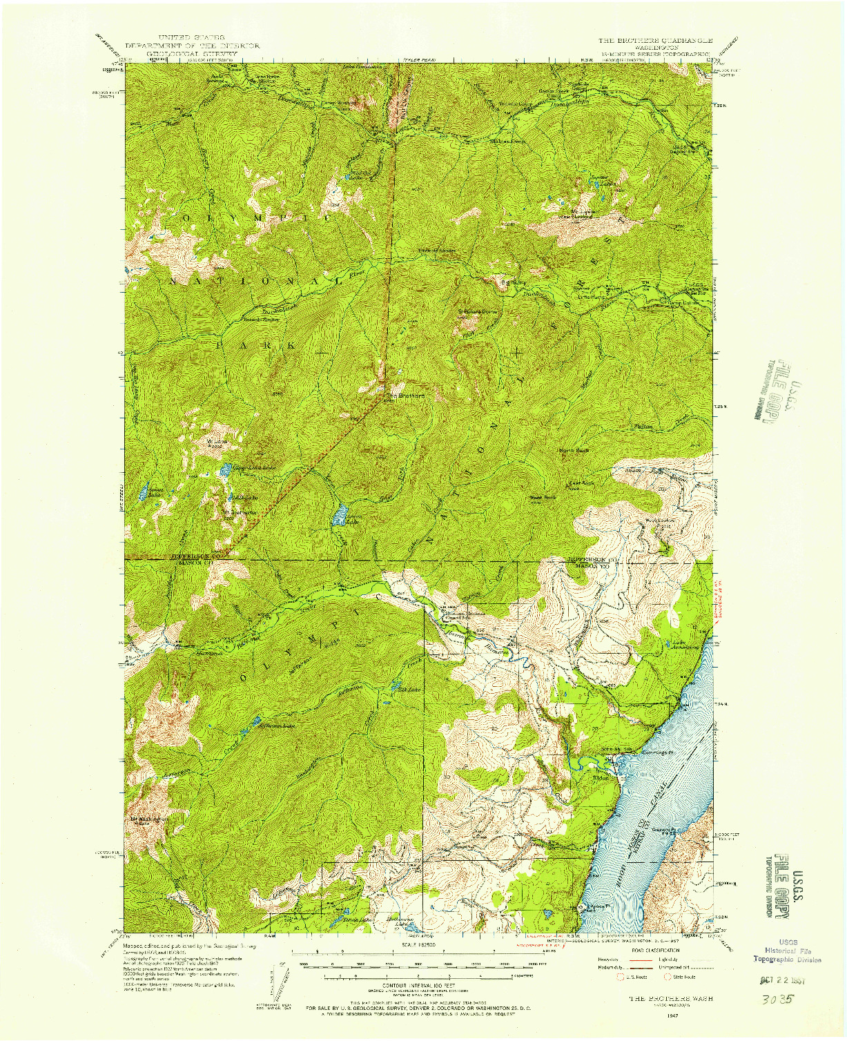 USGS 1:62500-SCALE QUADRANGLE FOR THE BROTHERS, WA 1947