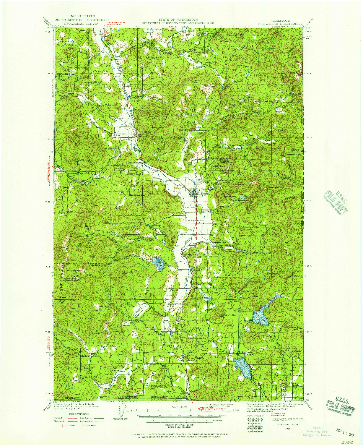 USGS 1:125000-SCALE QUADRANGLE FOR CHEWELAH, WA 1927