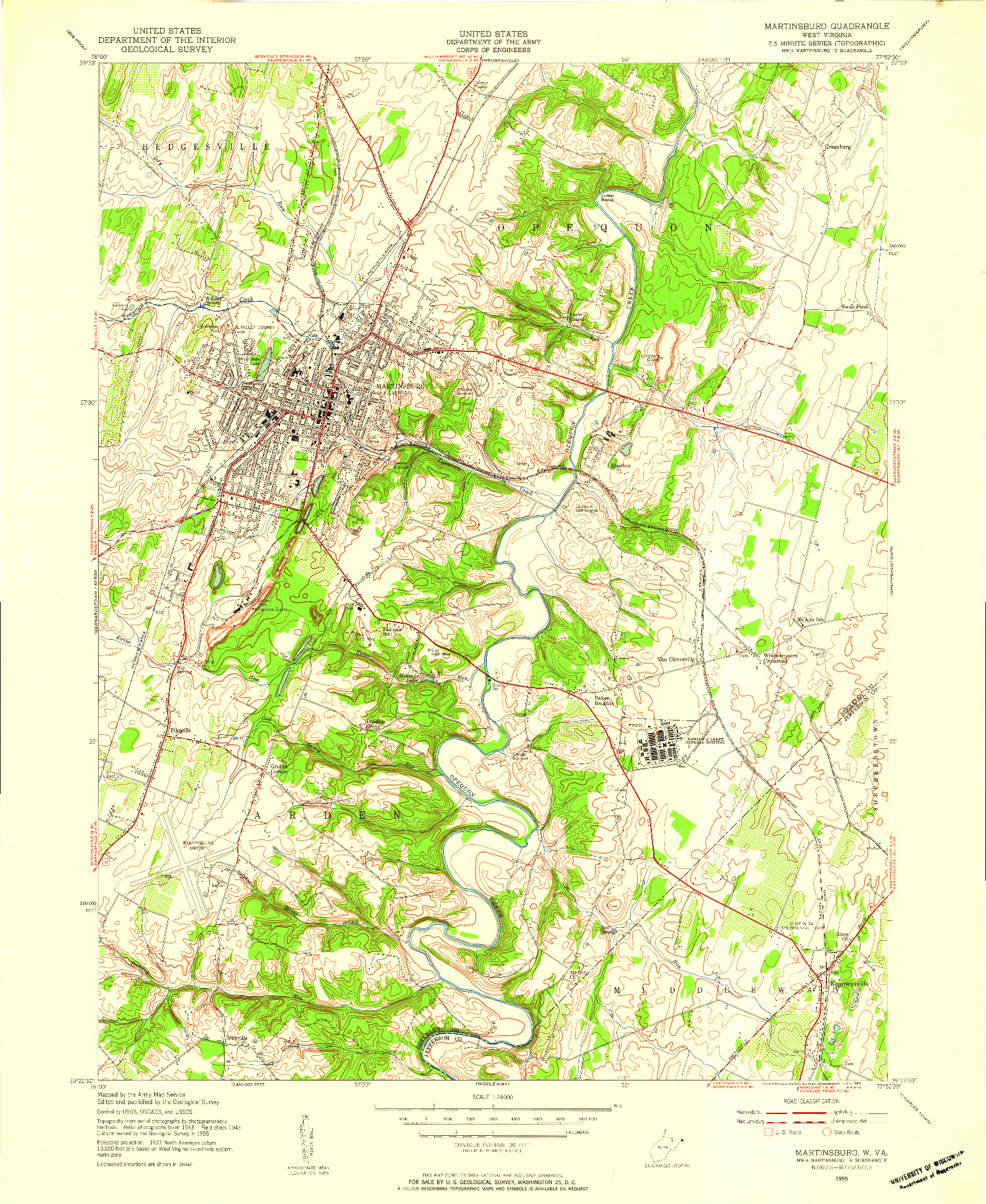 USGS 1:24000-SCALE QUADRANGLE FOR MARTINSBURG, WV 1955