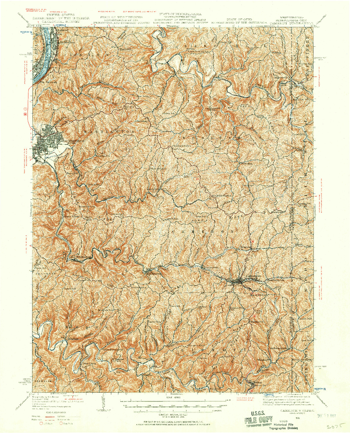 USGS 1:62500-SCALE QUADRANGLE FOR CAMERON, WV 1935