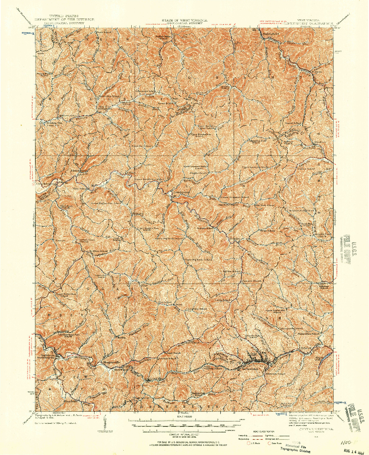 USGS 1:62500-SCALE QUADRANGLE FOR CENTERPOINT, WV 1924