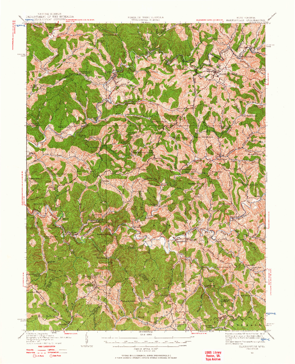 USGS 1:62500-SCALE QUADRANGLE FOR HARRISVILLE, WV 1924