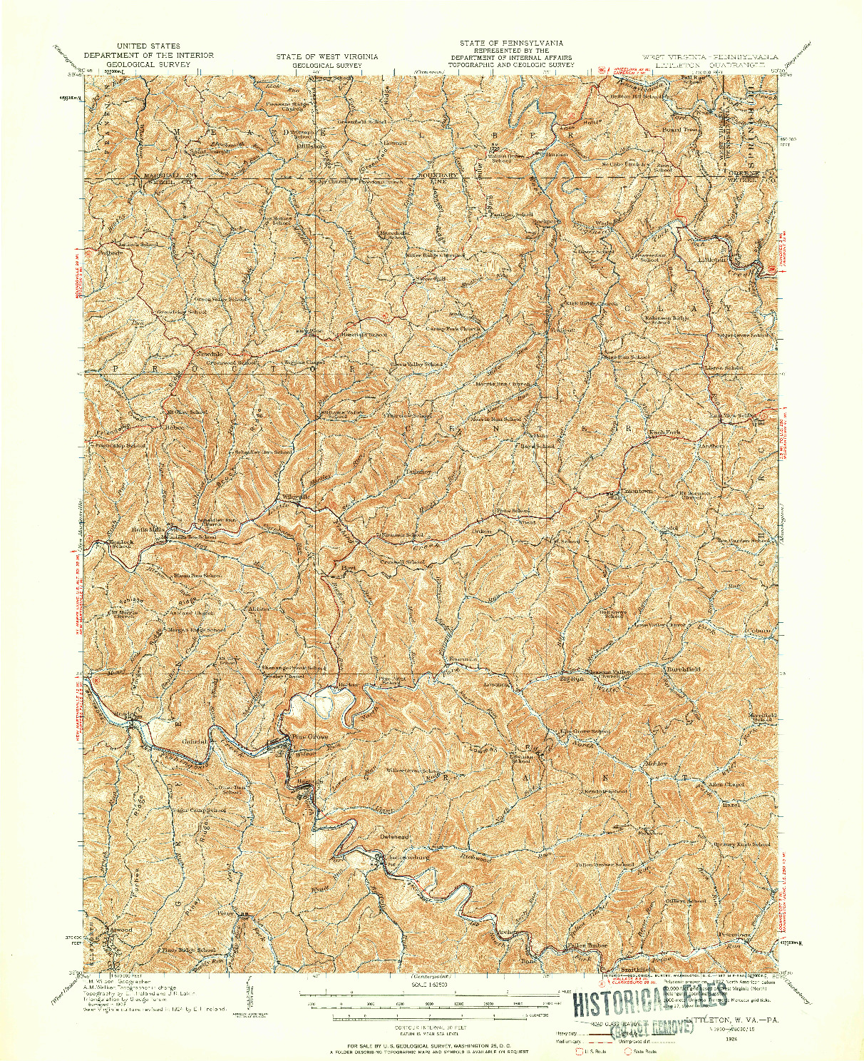 USGS 1:62500-SCALE QUADRANGLE FOR LITTLETON, WV 1924