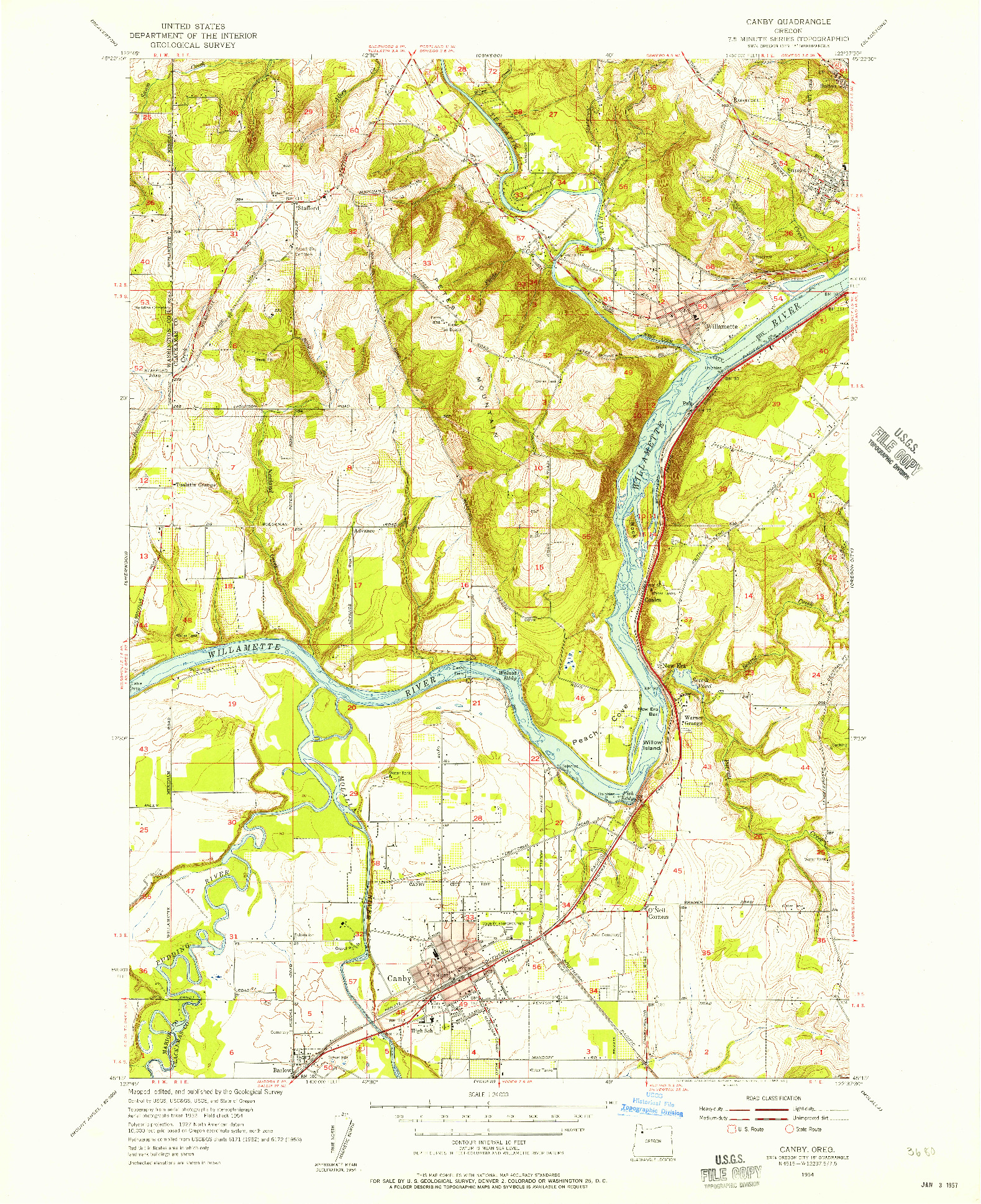 USGS 1:24000-SCALE QUADRANGLE FOR CANBY, OR 1954