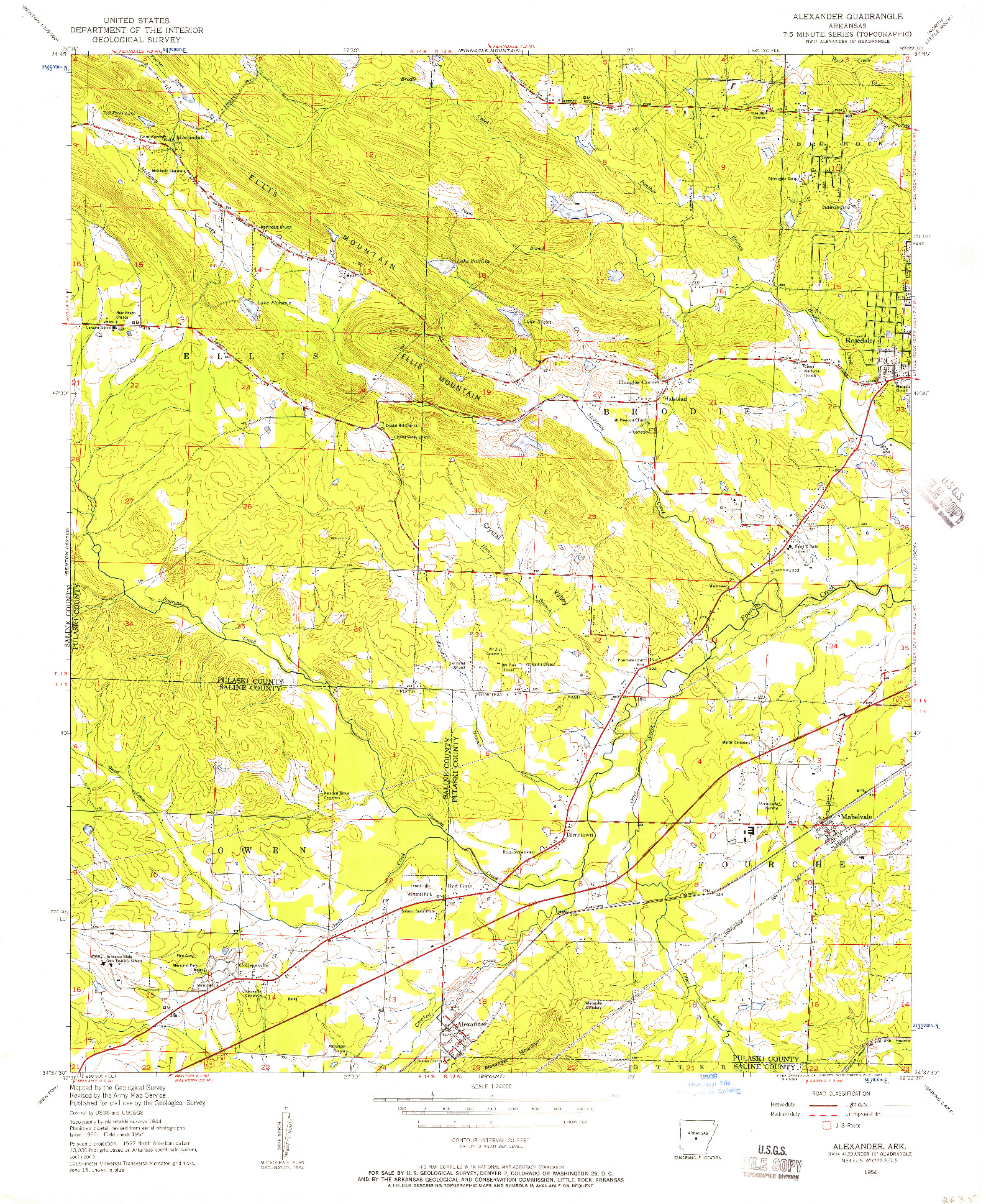 USGS 1:24000-SCALE QUADRANGLE FOR ALEXANDER, AR 1954