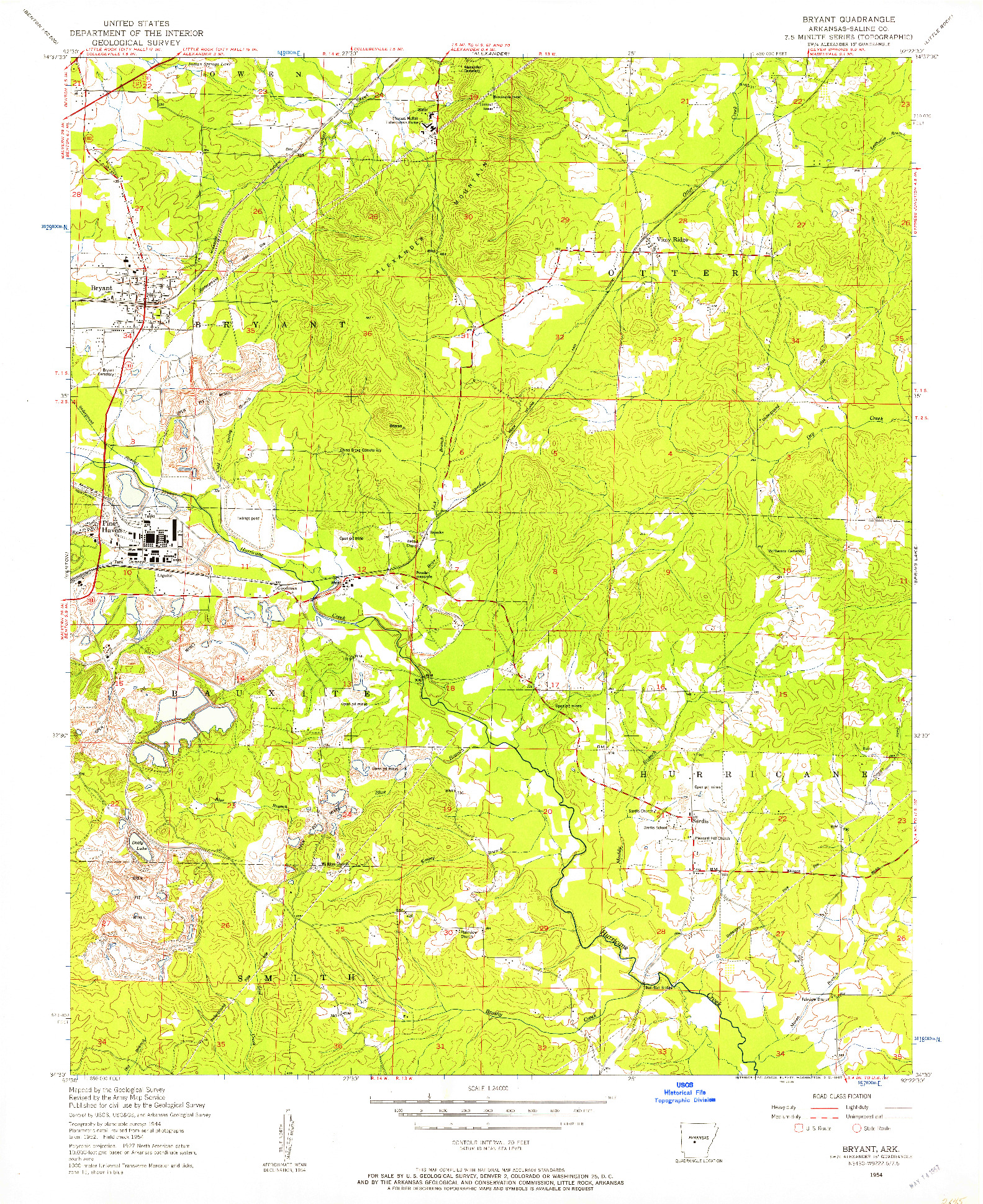 USGS 1:24000-SCALE QUADRANGLE FOR BRYANT, AR 1954