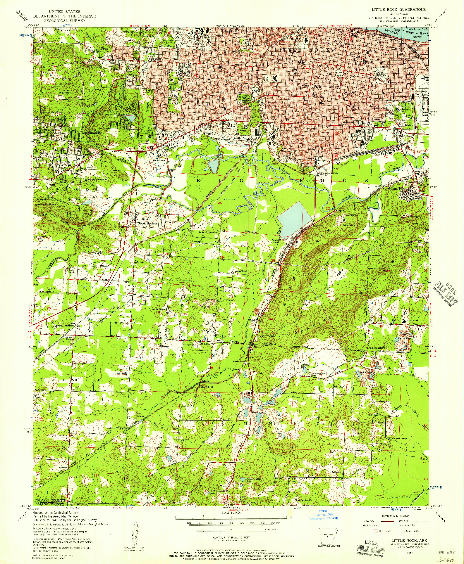 USGS 1:24000-SCALE QUADRANGLE FOR LITTLE ROCK, AR 1954