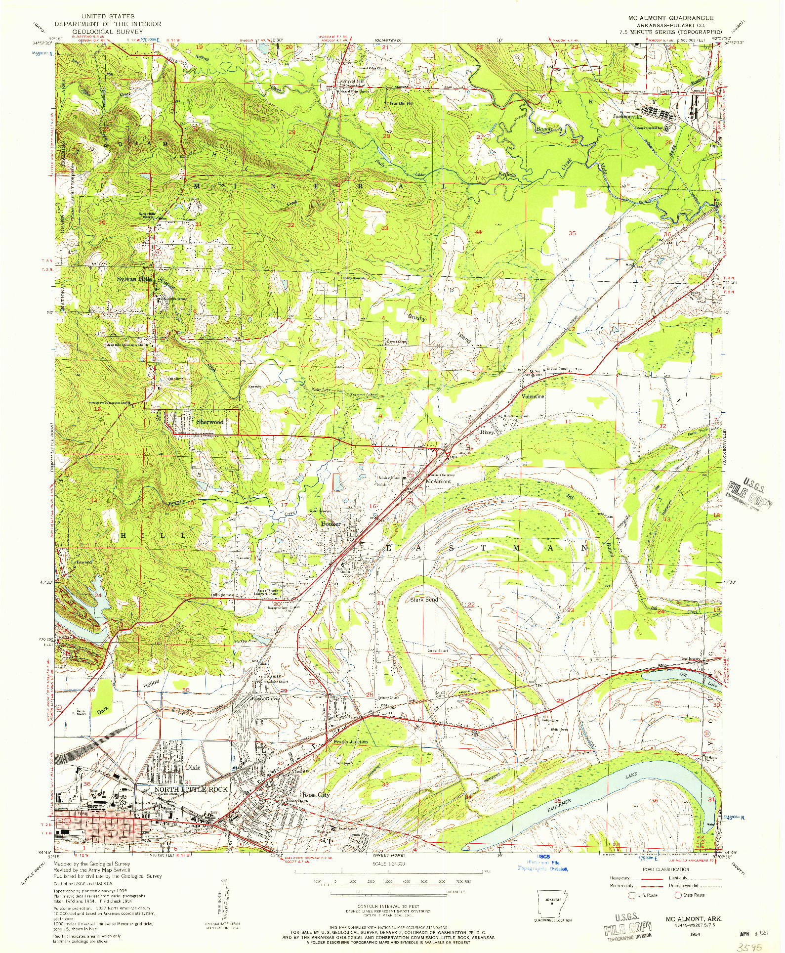 USGS 1:24000-SCALE QUADRANGLE FOR MC ALMONT, AR 1954