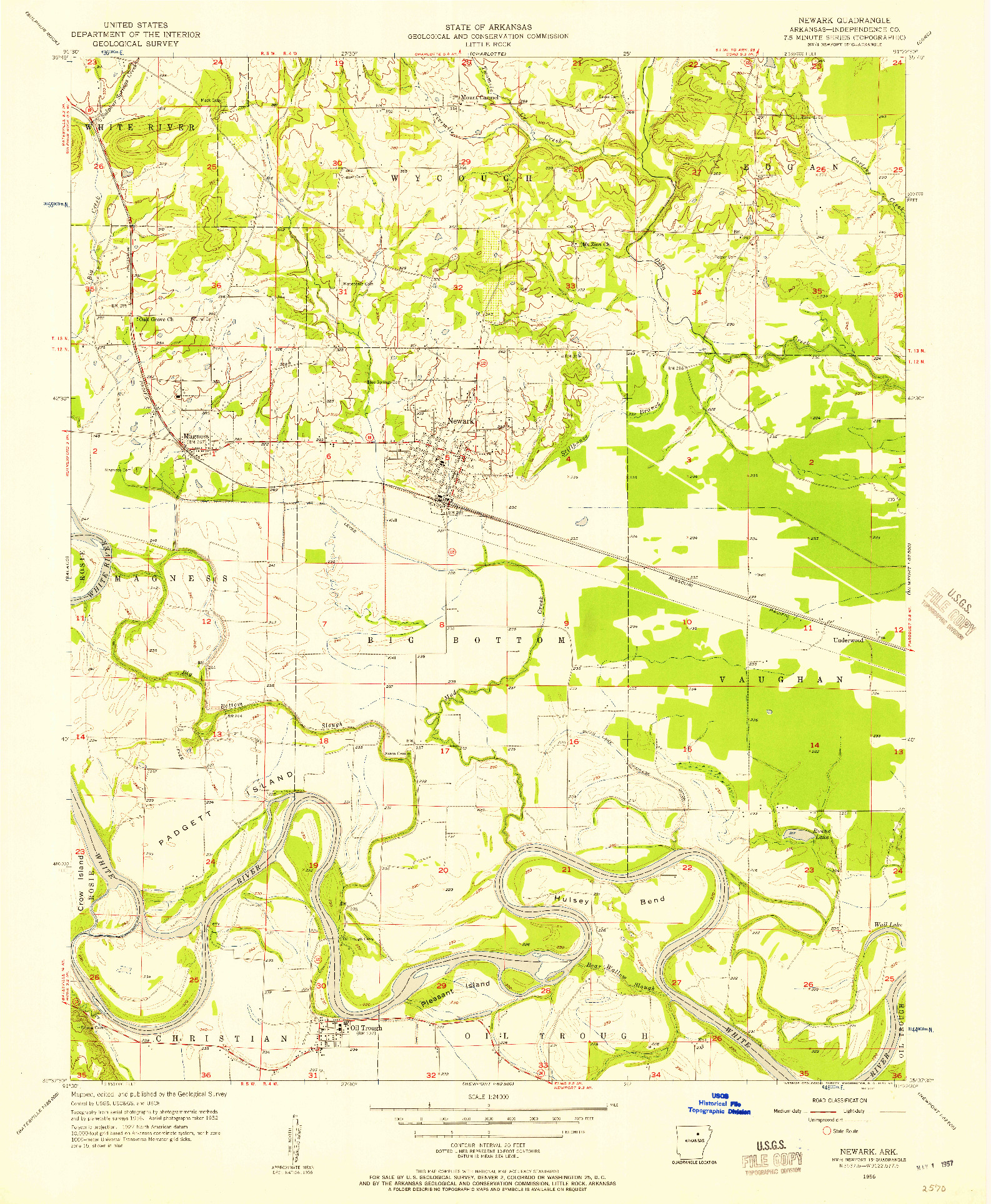 USGS 1:24000-SCALE QUADRANGLE FOR NEWARK, AR 1956