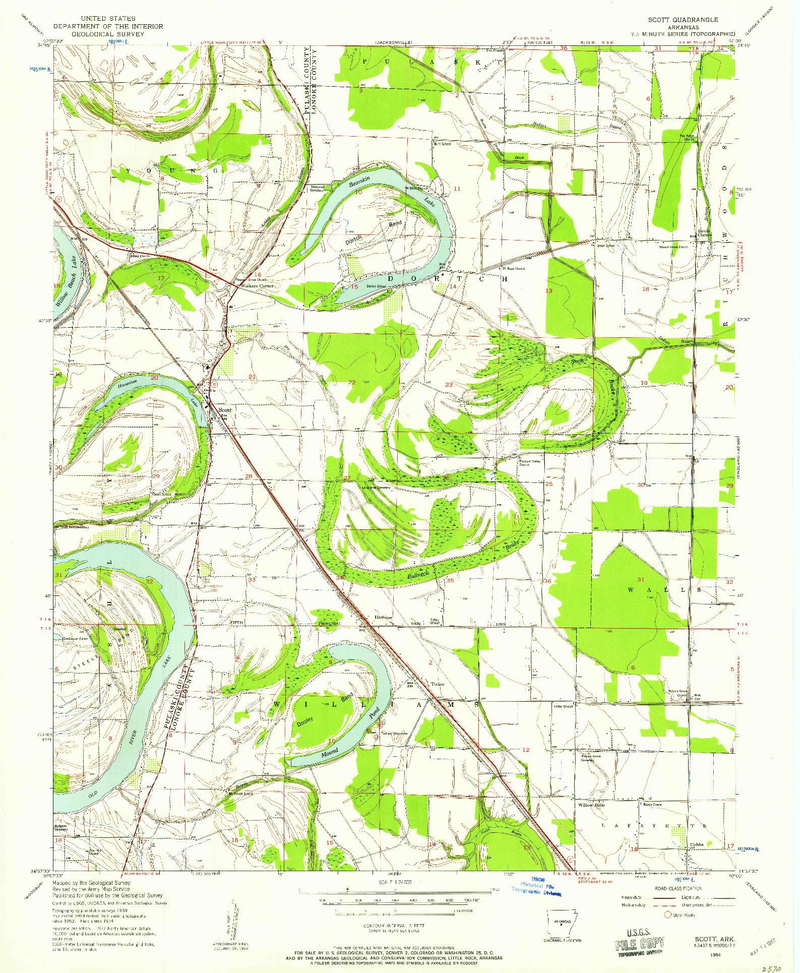 USGS 1:24000-SCALE QUADRANGLE FOR SCOTT, AR 1954