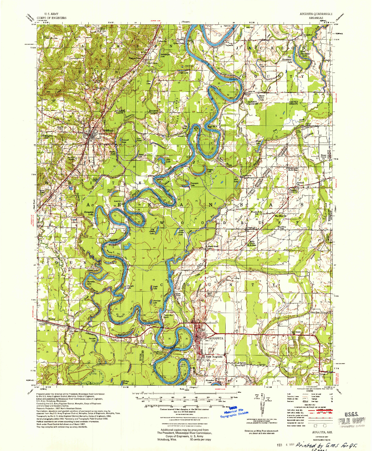 USGS 1:62500-SCALE QUADRANGLE FOR AUGUSTA, AR 1957