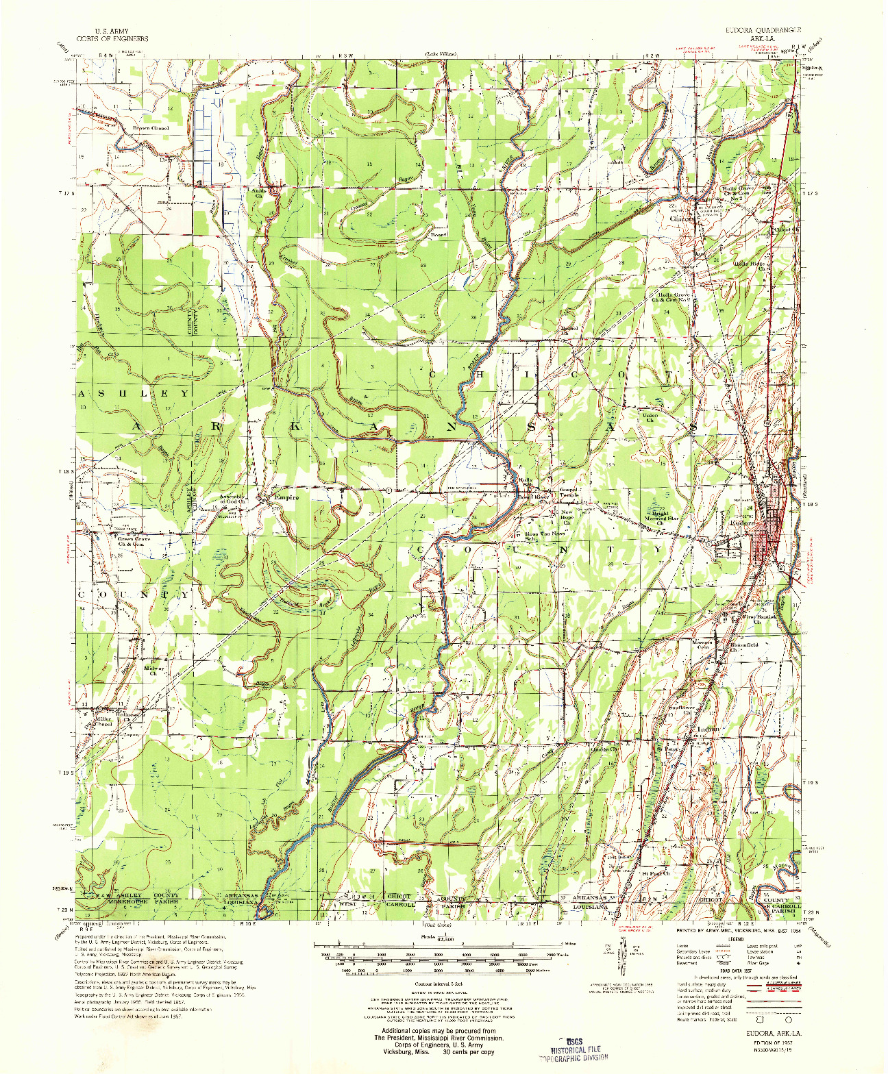 USGS 1:62500-SCALE QUADRANGLE FOR EUDORA, AR 1957