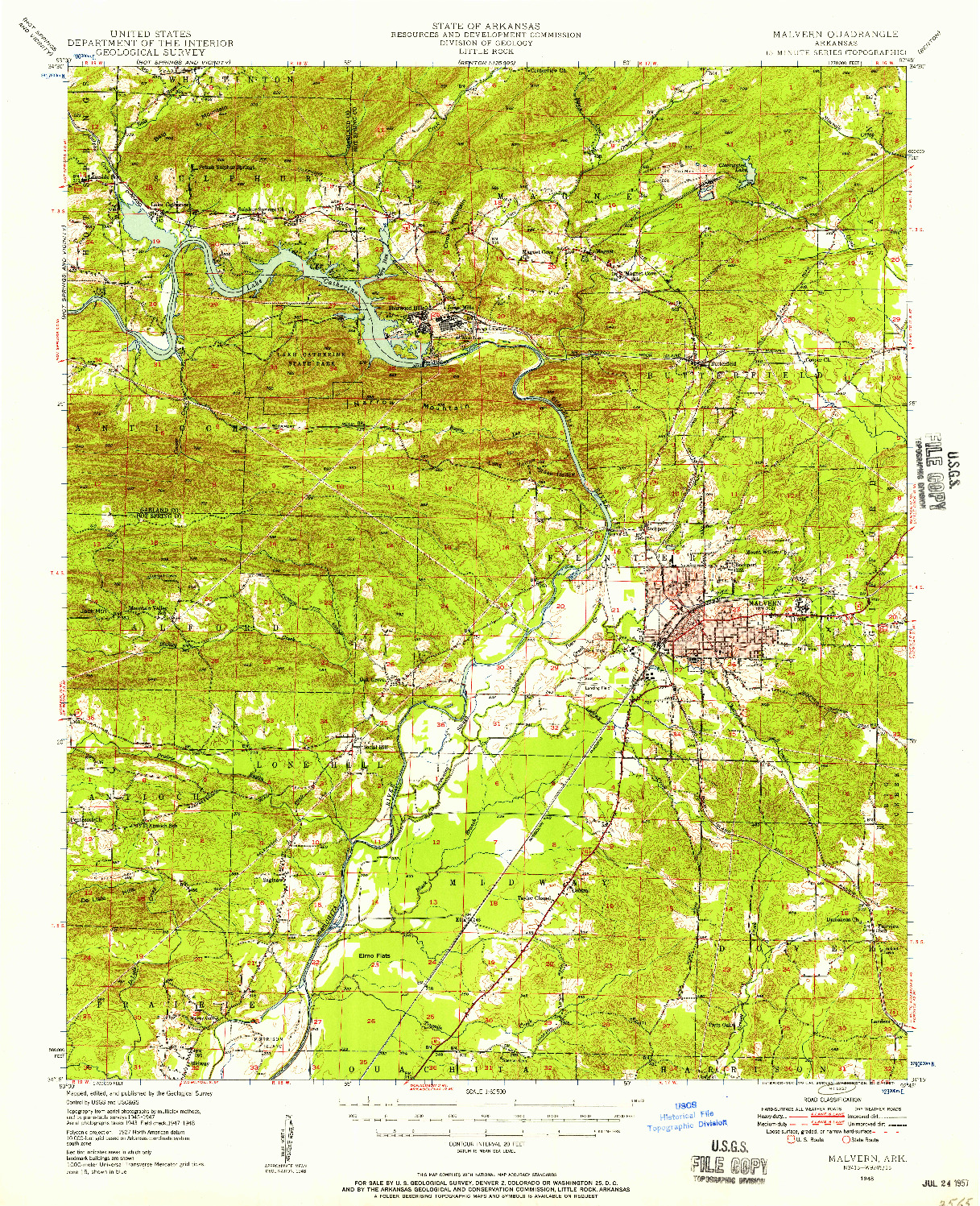USGS 1:62500-SCALE QUADRANGLE FOR MALVERN, AR 1948