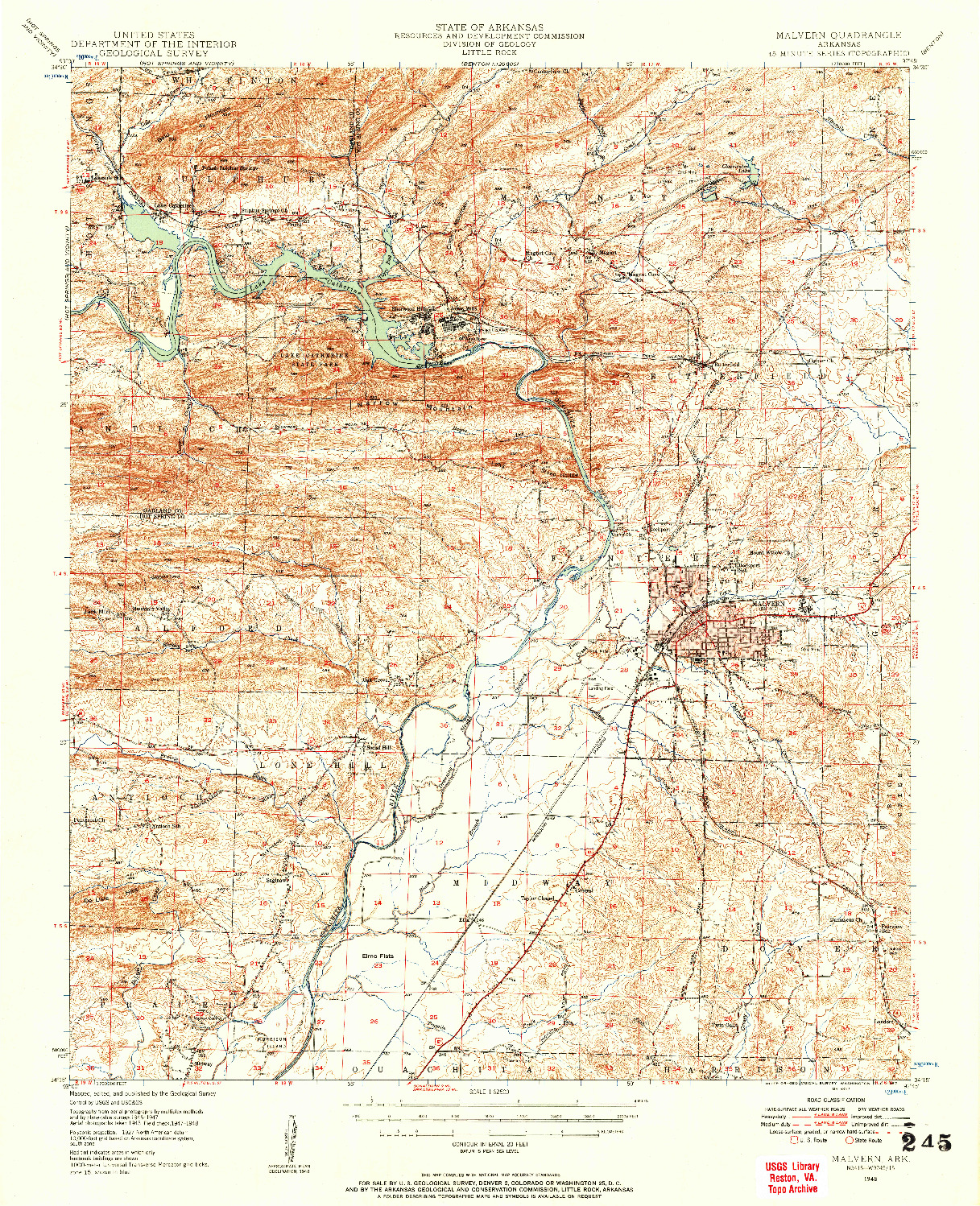 USGS 1:62500-SCALE QUADRANGLE FOR MALVERN, AR 1948