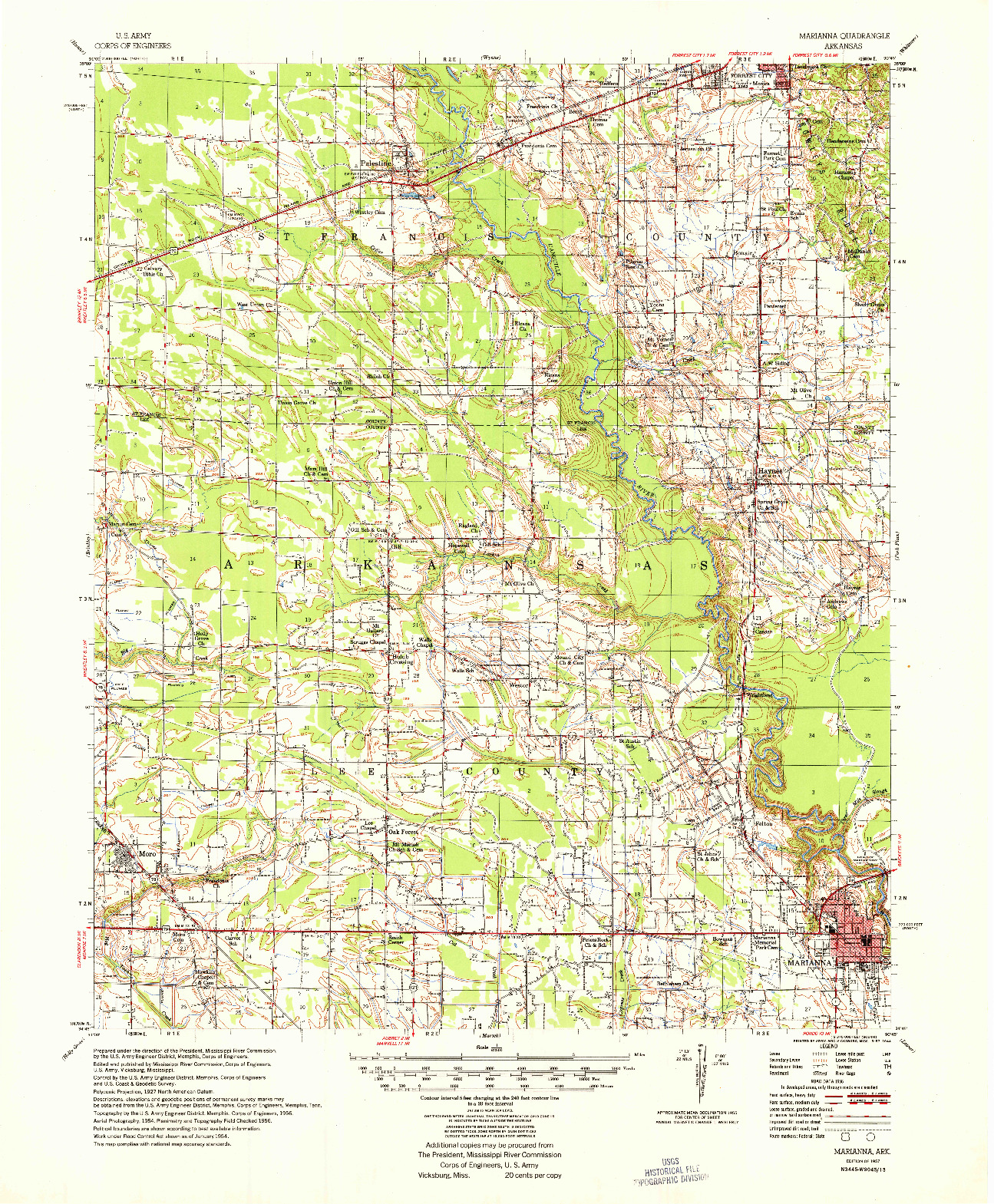 USGS 1:62500-SCALE QUADRANGLE FOR MARIANNA, AR 1957