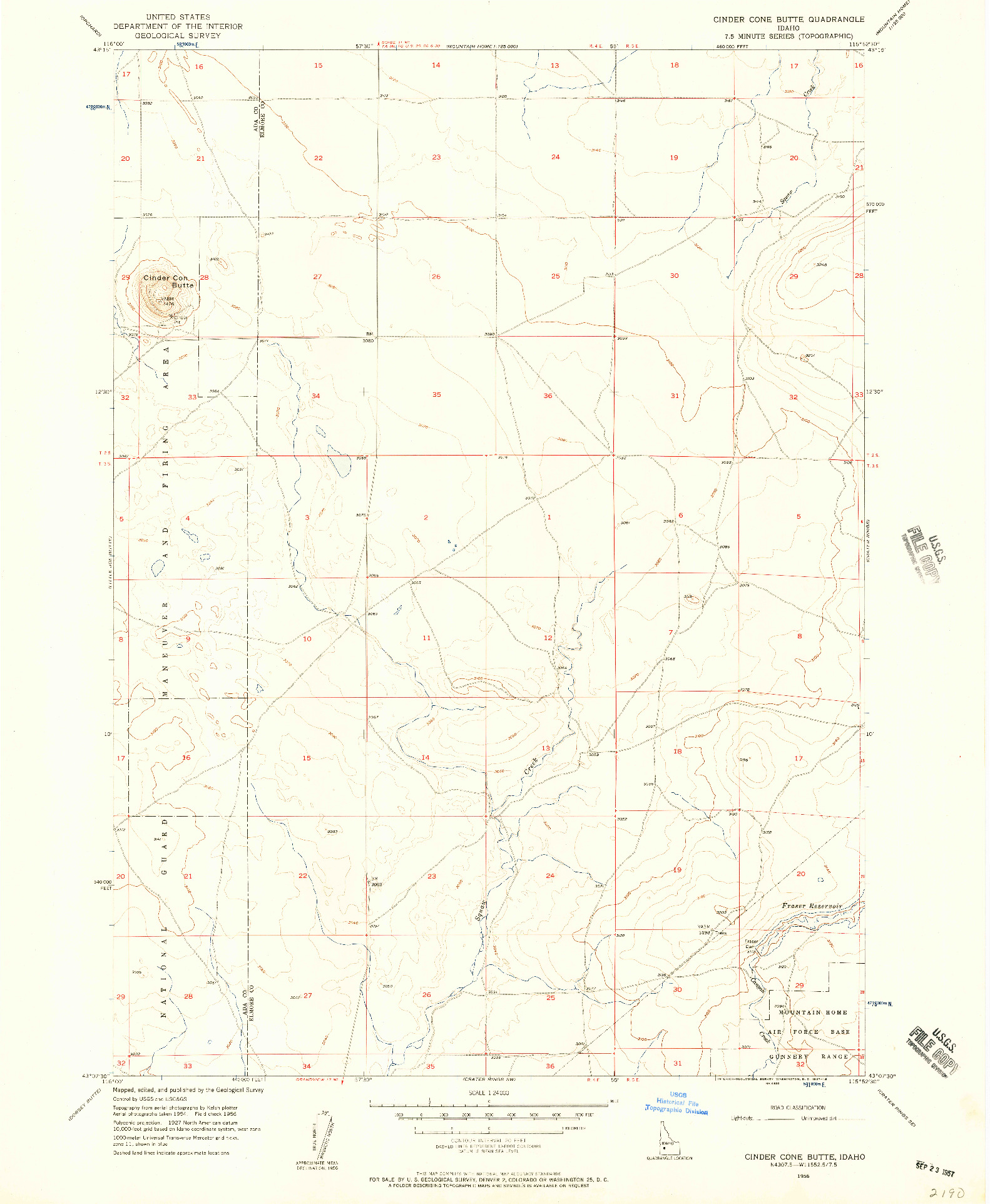 USGS 1:24000-SCALE QUADRANGLE FOR CINDER CONE BUTTE, ID 1956