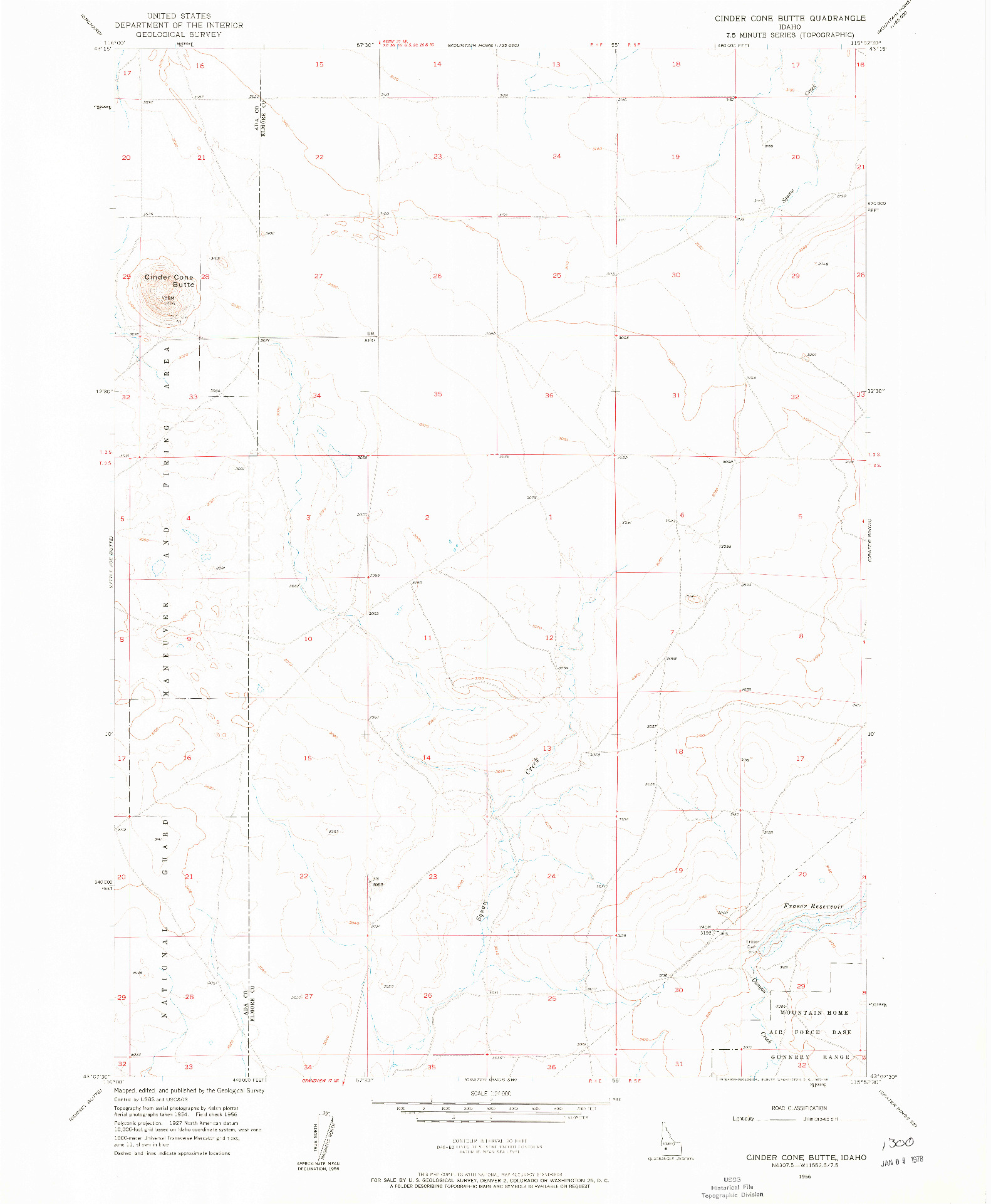 USGS 1:24000-SCALE QUADRANGLE FOR CINDER CONE BUTTE, ID 1956