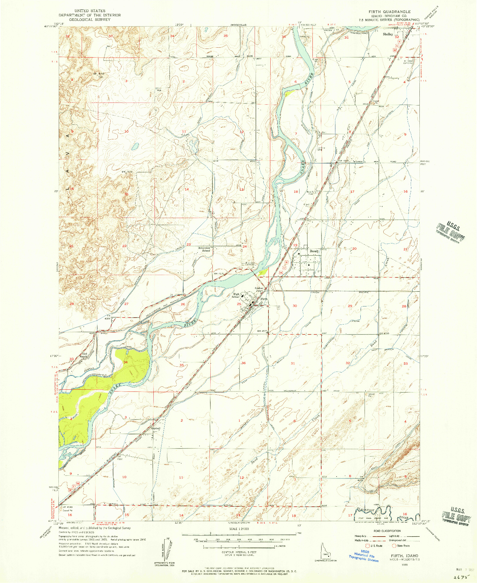 USGS 1:24000-SCALE QUADRANGLE FOR FIRTH, ID 1955