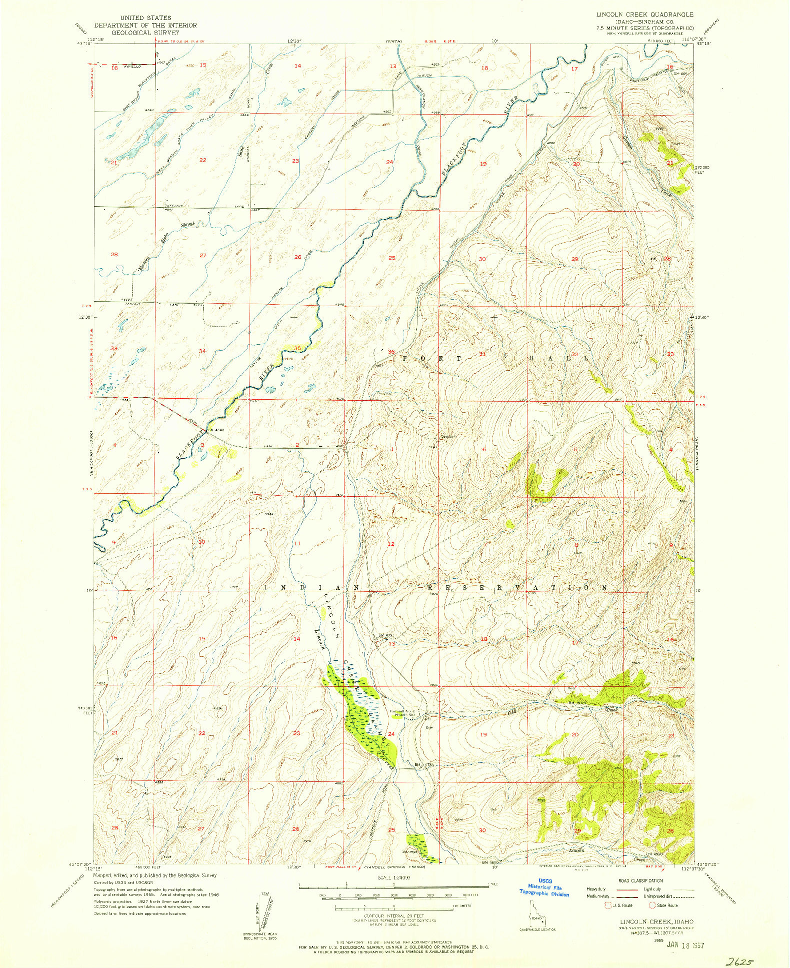 USGS 1:24000-SCALE QUADRANGLE FOR LINCOLN CREEK, ID 1955