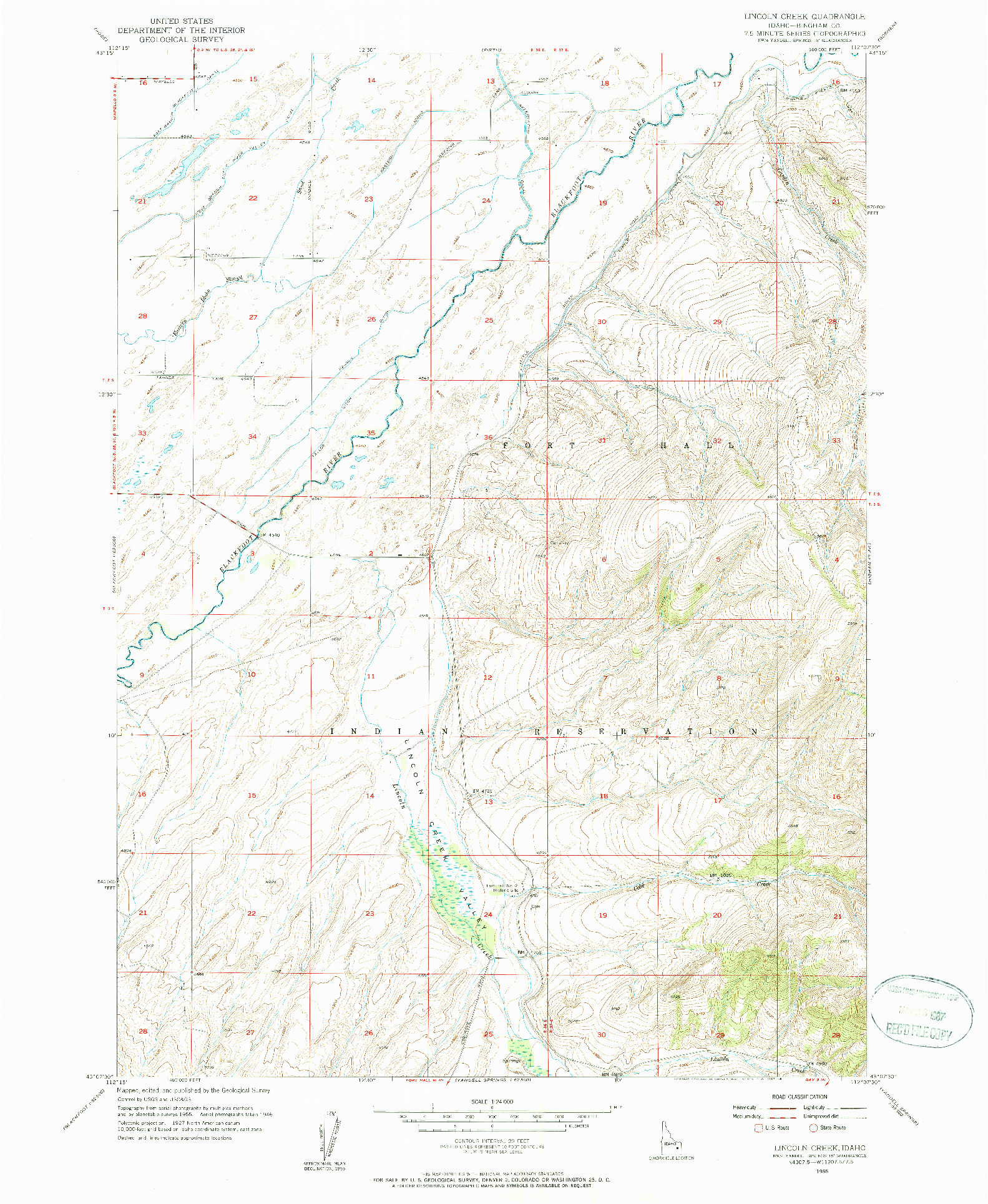 USGS 1:24000-SCALE QUADRANGLE FOR LINCOLN CREEK, ID 1955