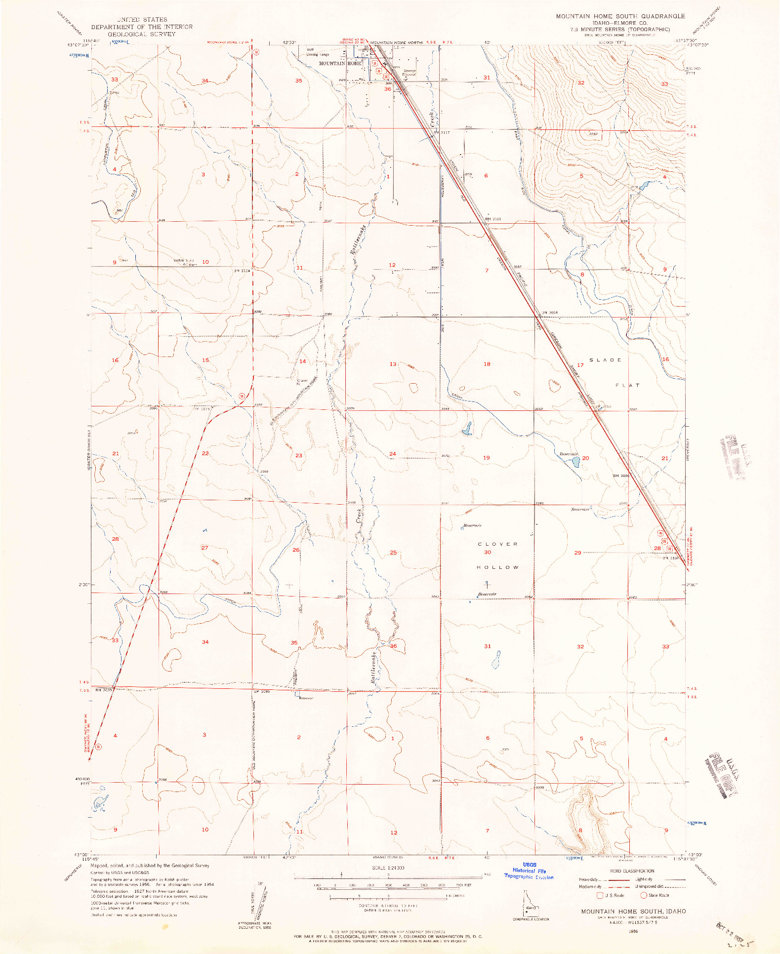 USGS 1:24000-SCALE QUADRANGLE FOR MOUNTAIN HOME SOUTH, ID 1956