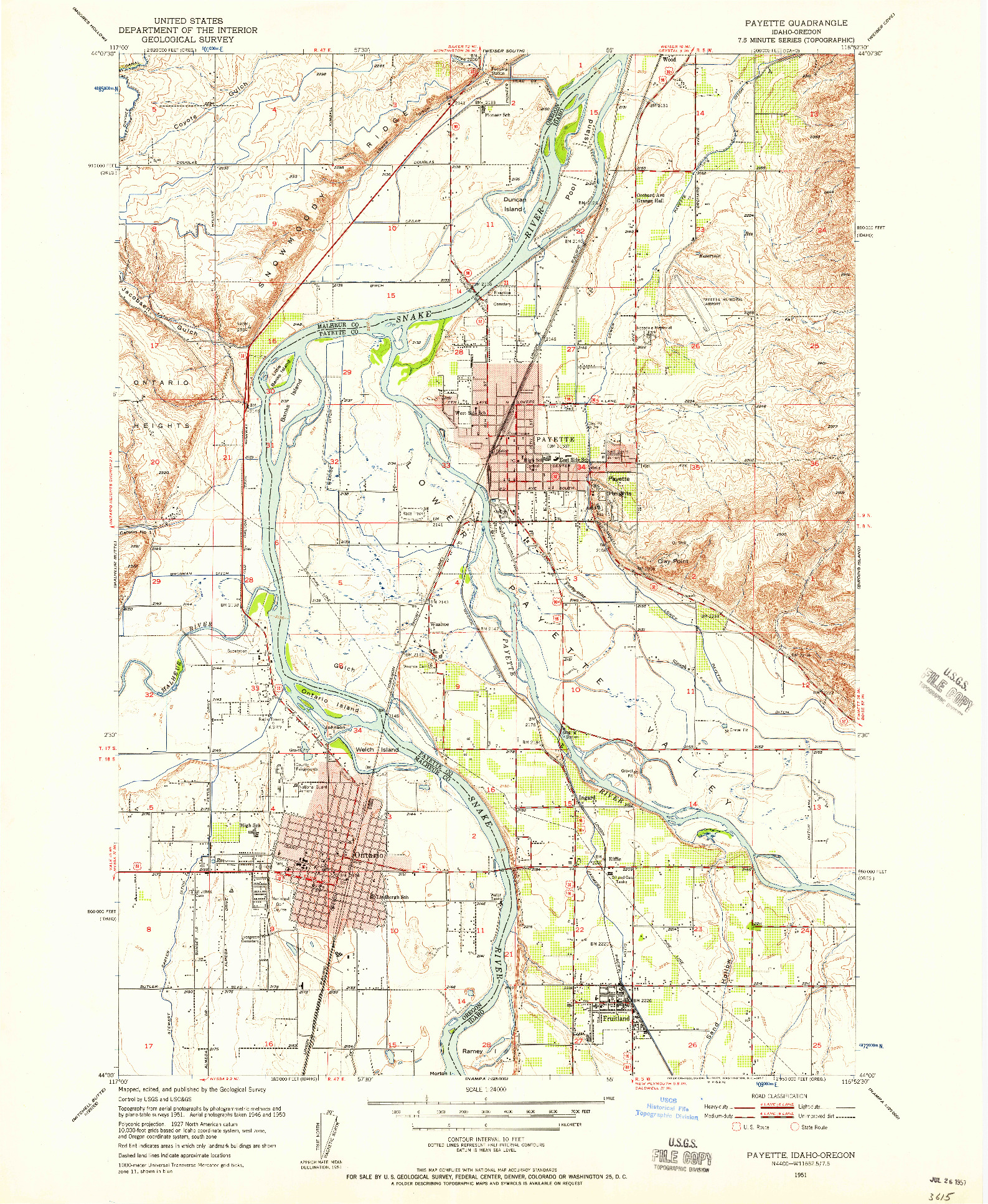 USGS 1:24000-SCALE QUADRANGLE FOR PAYETTE, ID 1951
