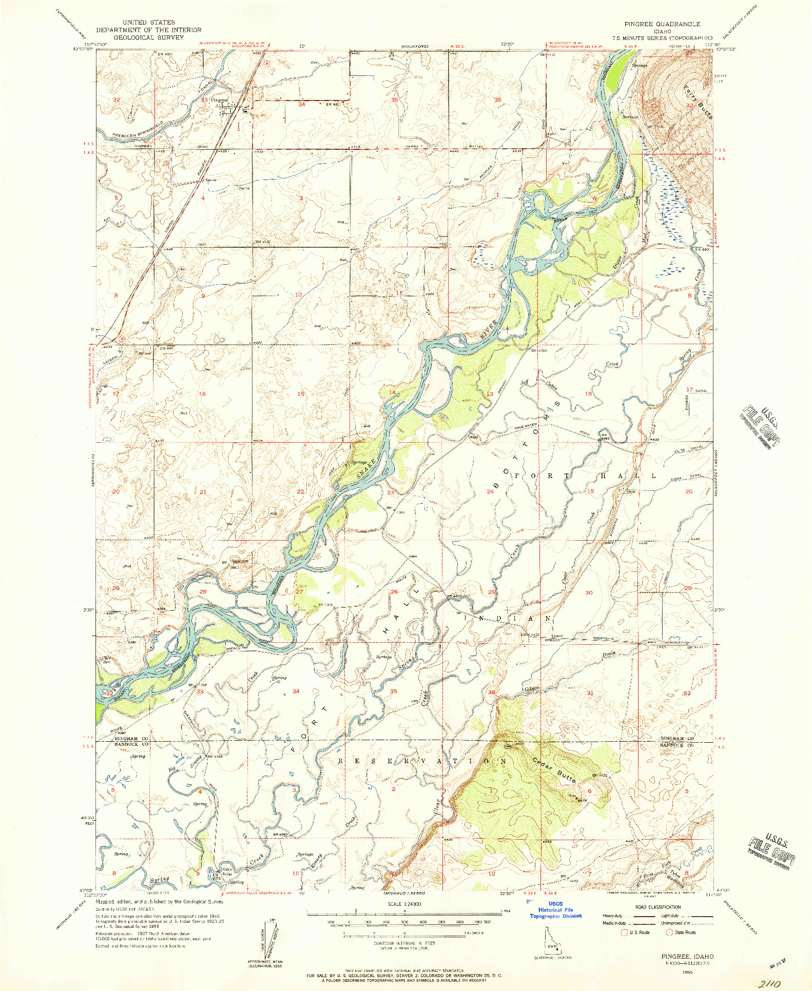 USGS 1:24000-SCALE QUADRANGLE FOR PINGREE, ID 1955