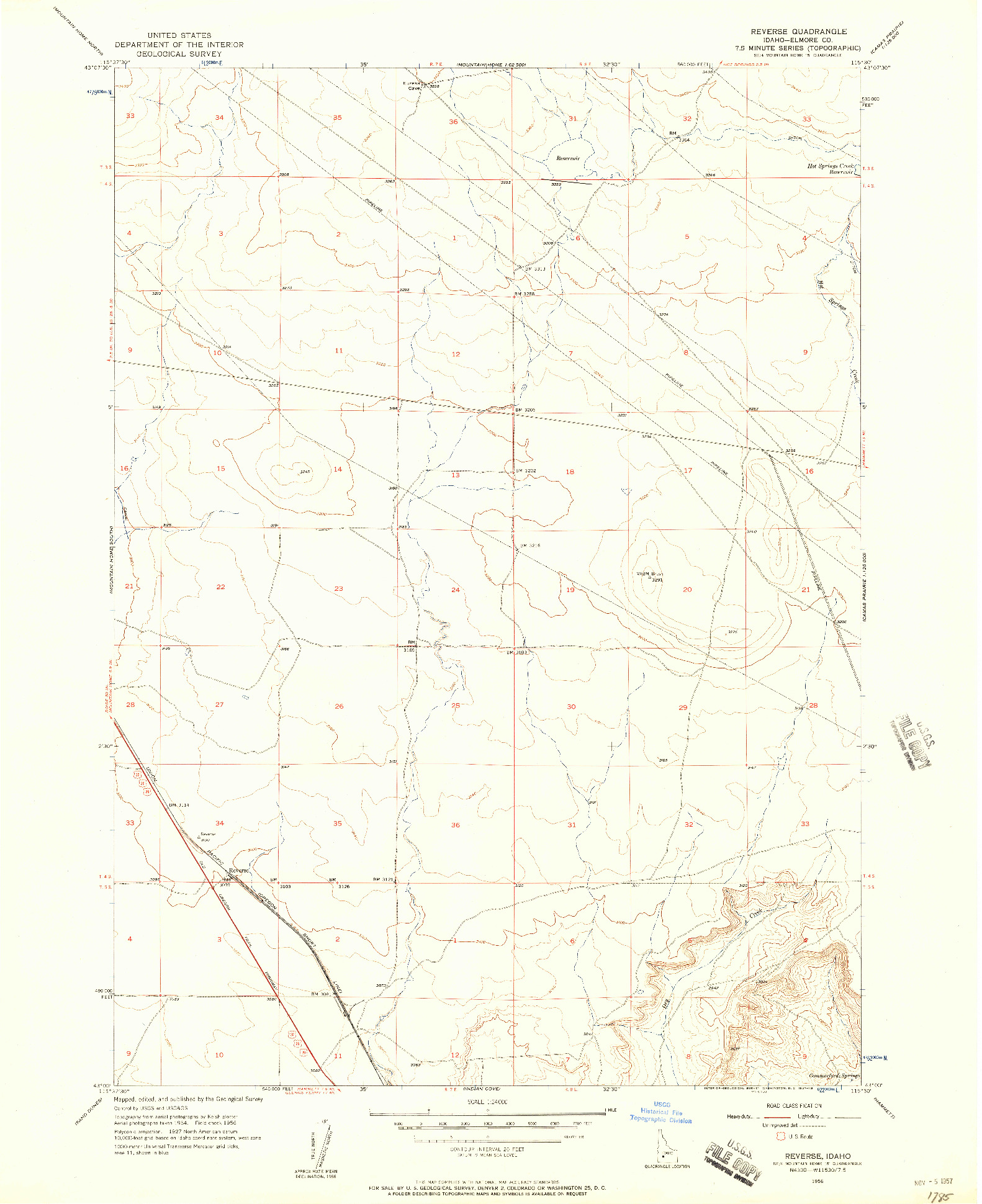 USGS 1:24000-SCALE QUADRANGLE FOR REVERSE, ID 1956
