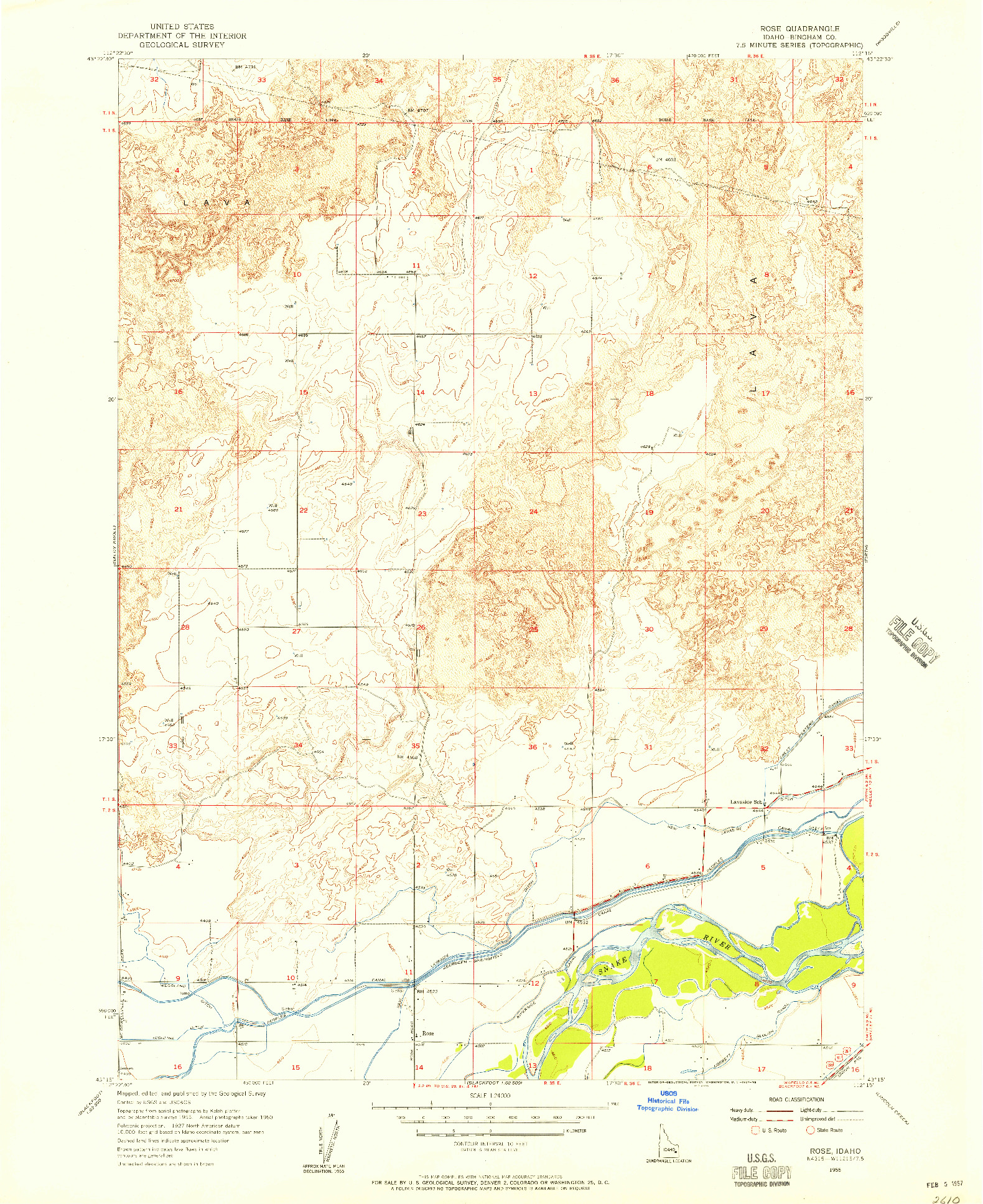 USGS 1:24000-SCALE QUADRANGLE FOR ROSE, ID 1955