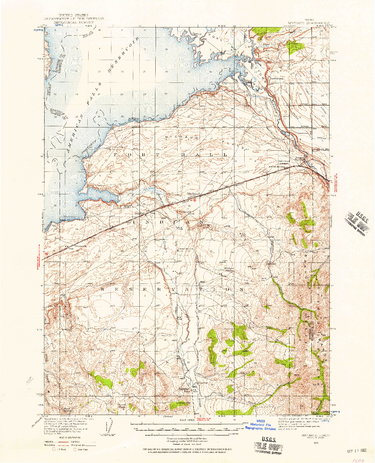 USGS 1:62500-SCALE QUADRANGLE FOR MICHAUD, ID 1934