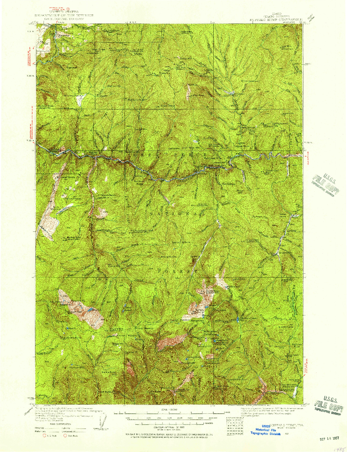 USGS 1:125000-SCALE QUADRANGLE FOR BUFFALO HUMP, ID 1931