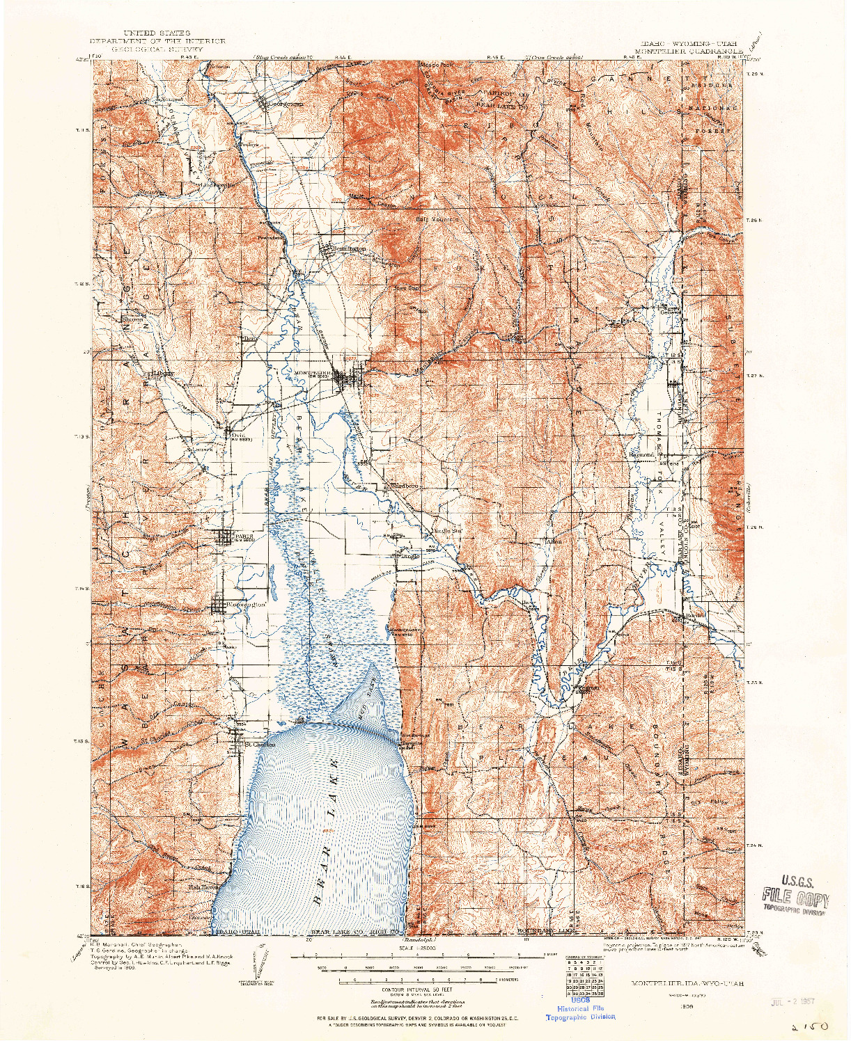 USGS 1:125000-SCALE QUADRANGLE FOR MONTPELIER, ID 1909